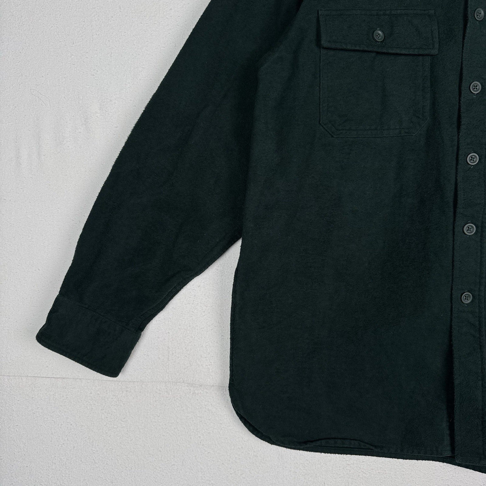 LL Bean Flannel Shirt Mens Green Medium Chamois Button Up Outdoor Heavyweight