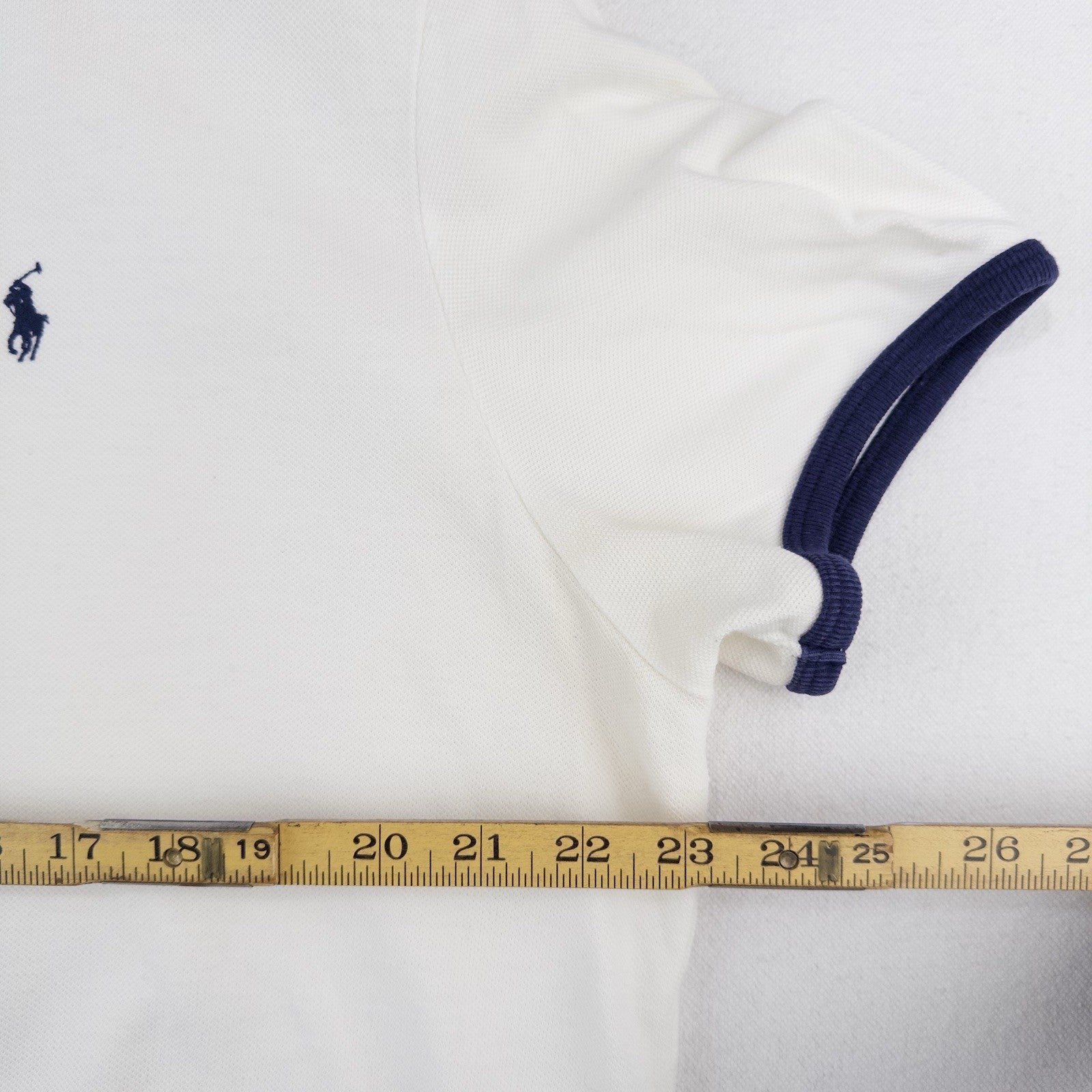 90’s Vtg Polo Ralph Lauren Henley Shirt Mens XL White Navy Ringer Cotton Pique