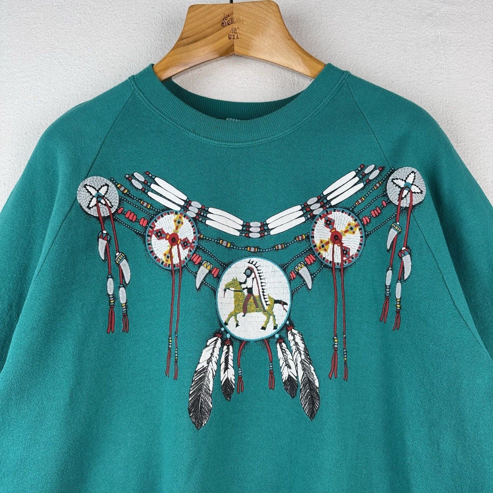 90’s Vintage Aztec Native Print Crewneck Sweatshirt Jerzees Size XL