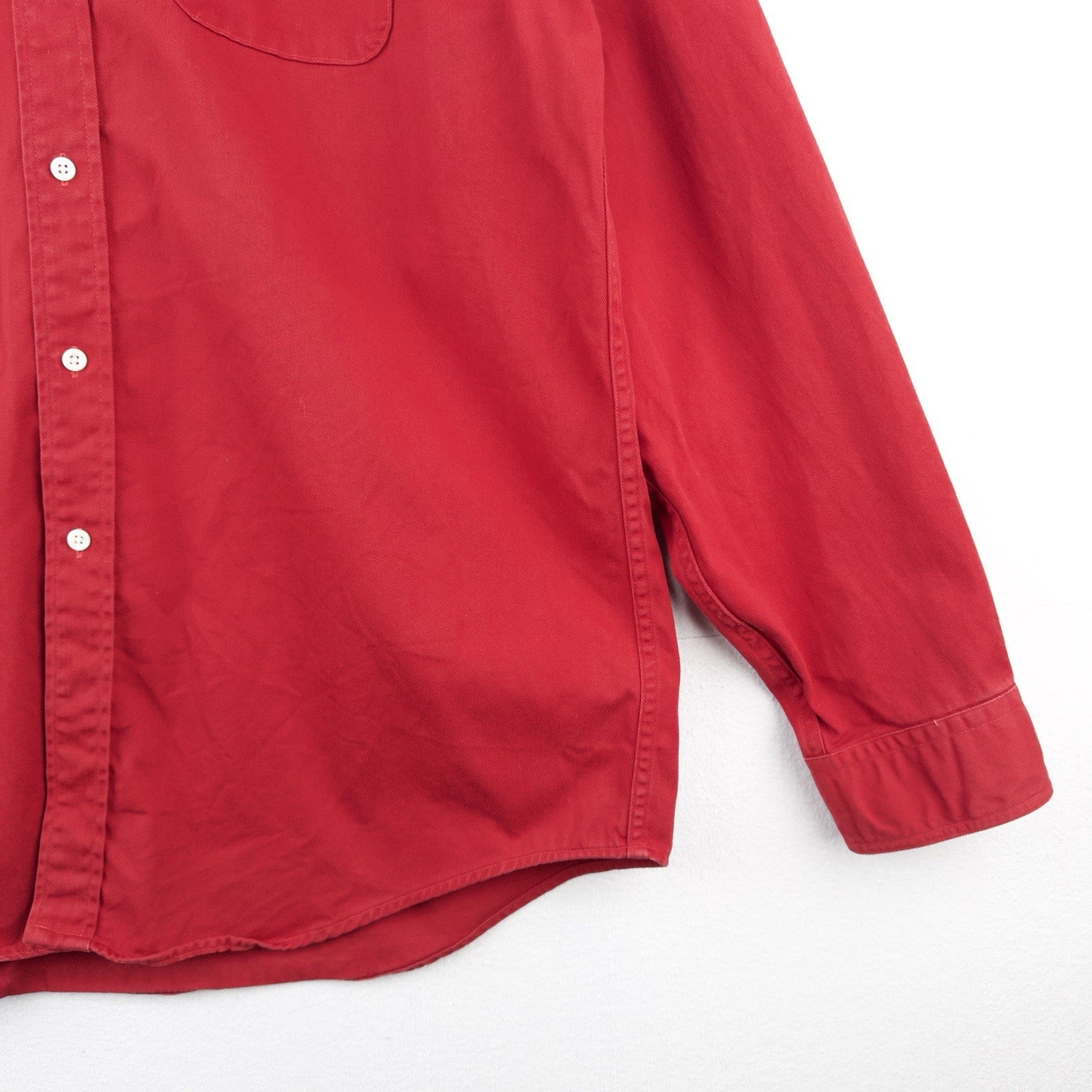 90’s Vtg J.Crew Oarsman Button Down Shirt Men’s XL Red Twill Long Sleeve USA