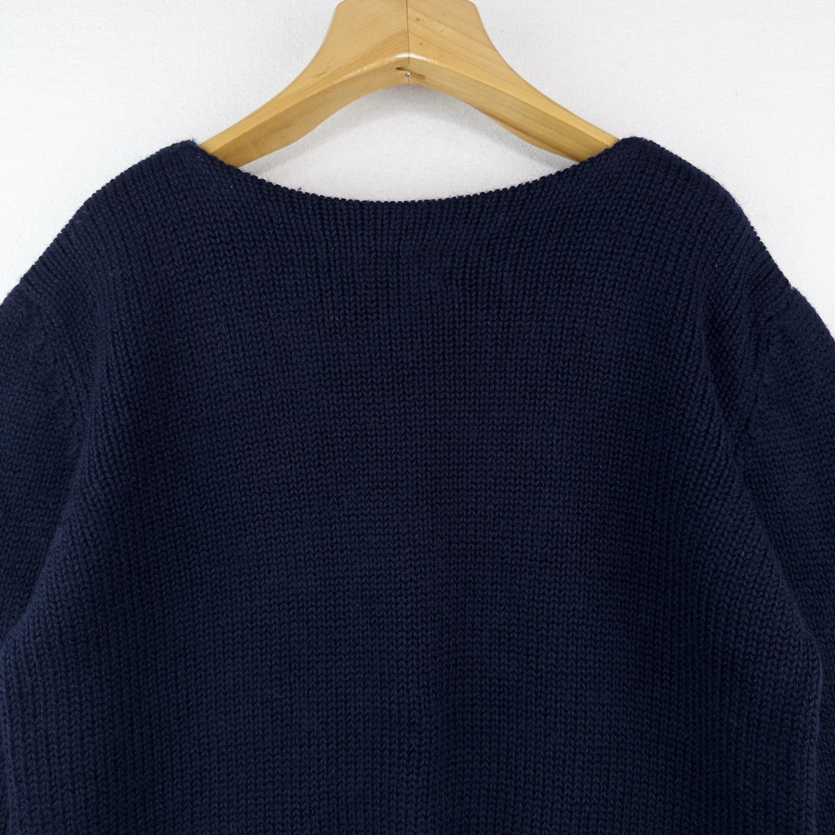 80’s Vtg Peterborough Row X Bloomingdales Boat Neck Wool Heavy Blue Sweater L