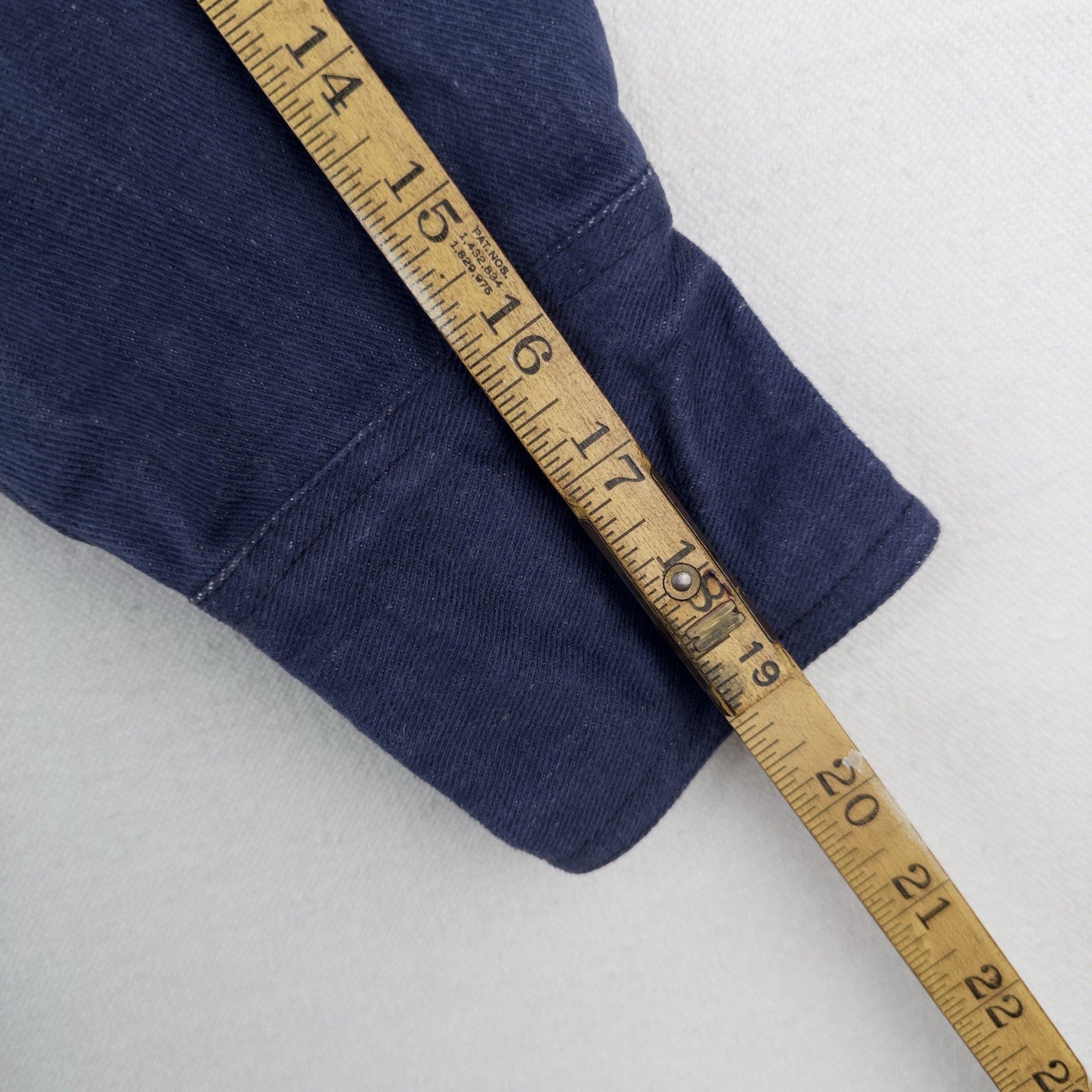 80’s Vtg Chinawear Popover Indigo Denim Work Shirt Long Sleeve Unisex Small (34)