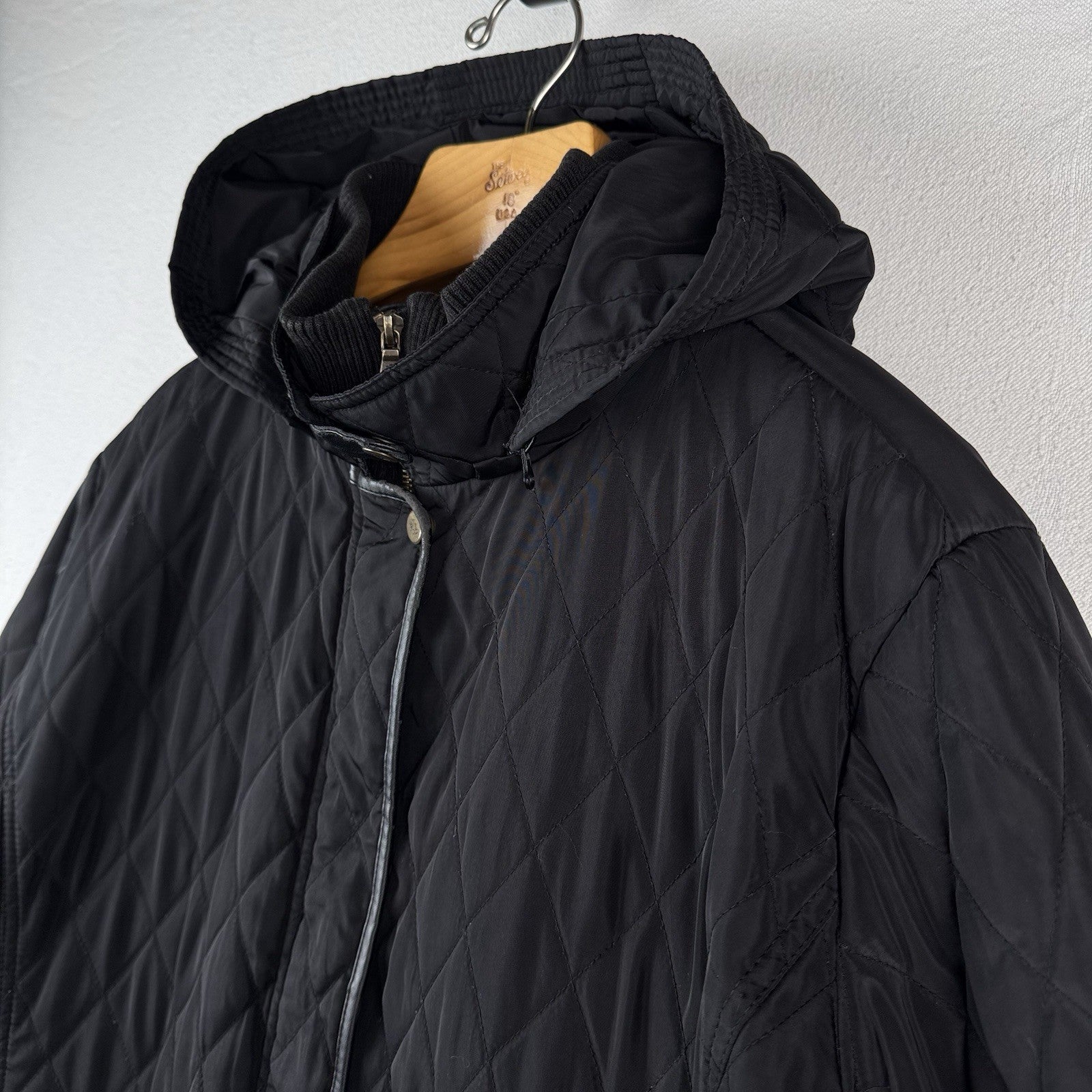 Lauren Ralph Lauren Diamond Quilted Women's 2X Black Hooded Jacket Elbow Patches