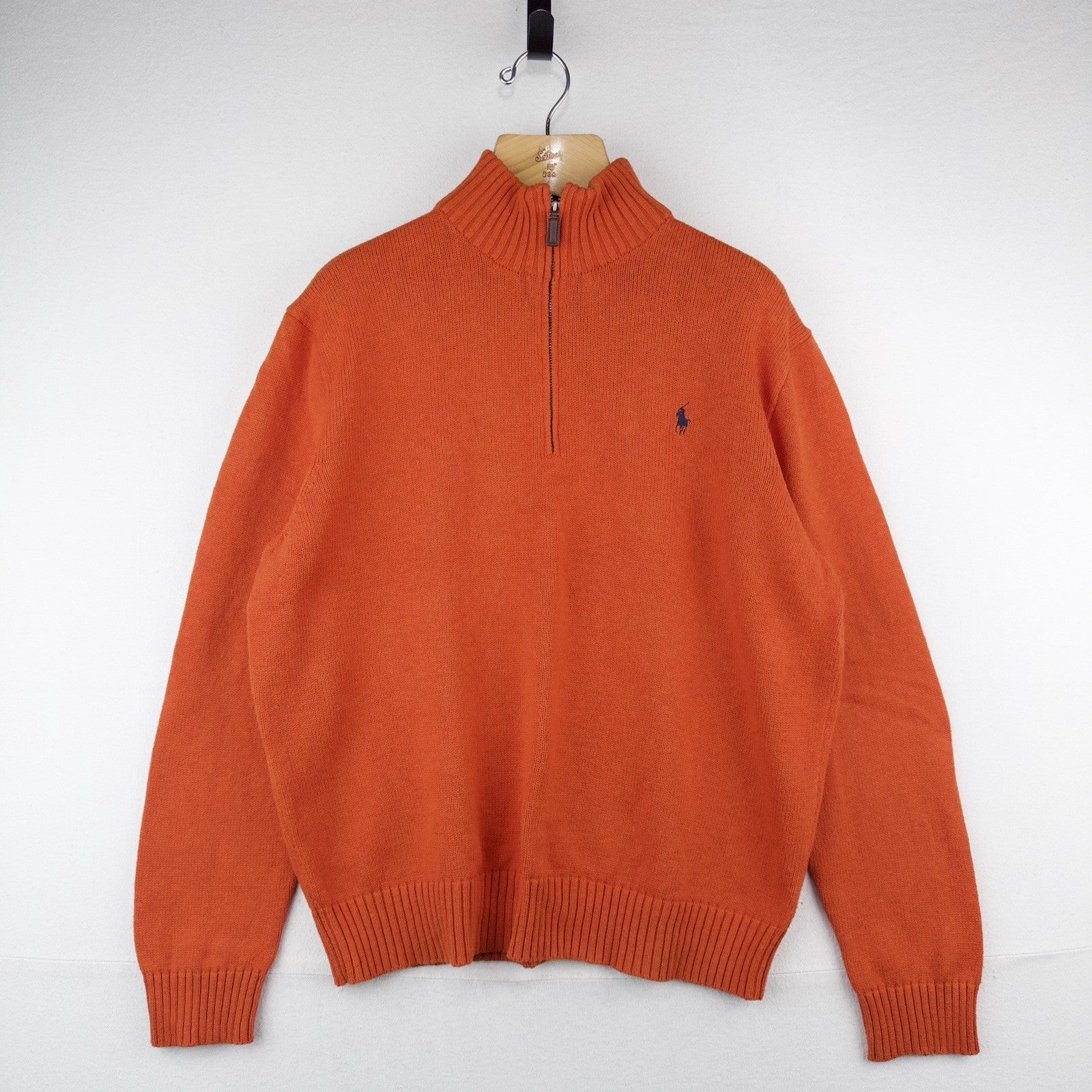 Polo Ralph Lauren Men’s XL Orange Cotton Quarter Zip Pullover Sweater
