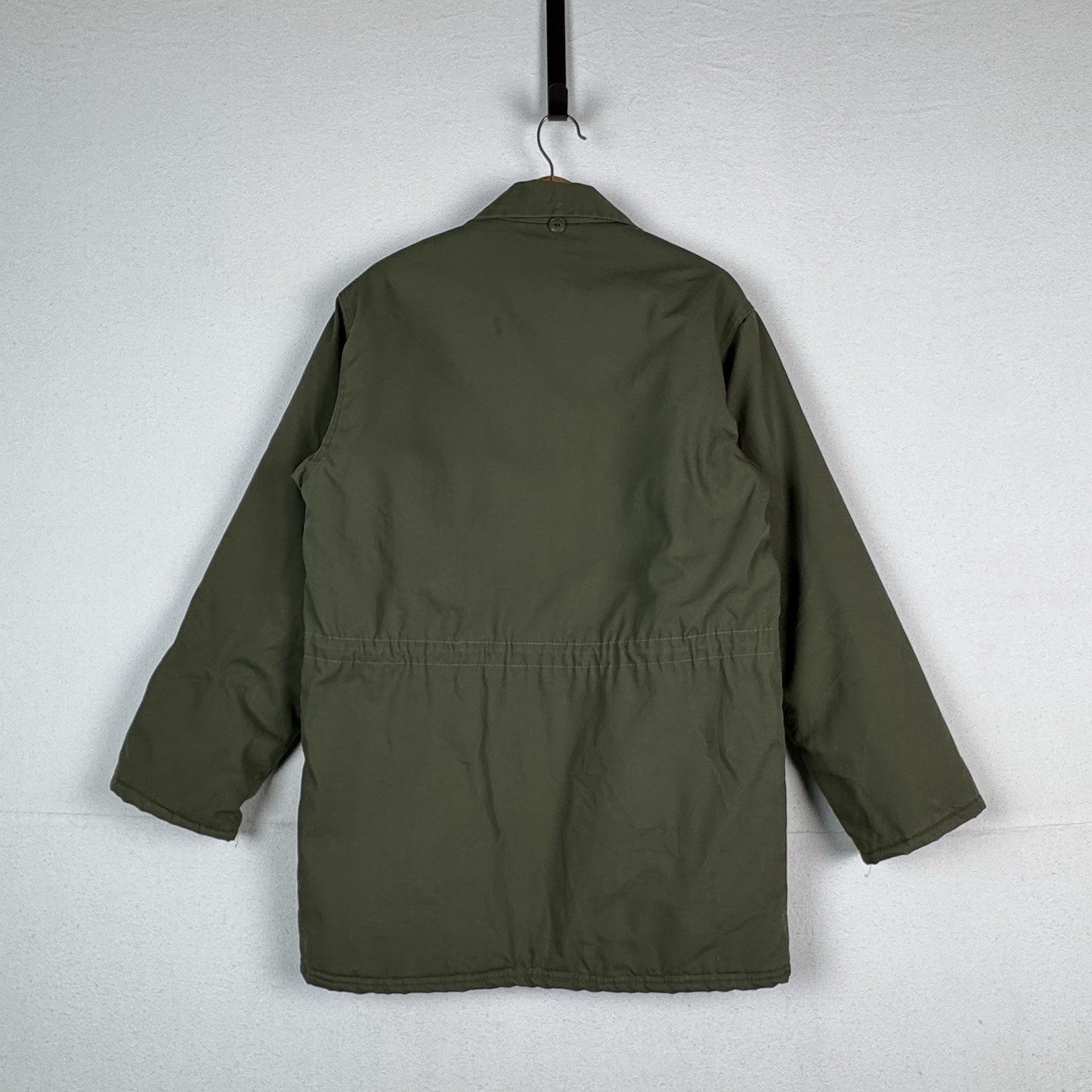 Vintage 60s 70s Sears Wearmaster Green Military Car Coat Parka Fits Chest 42”