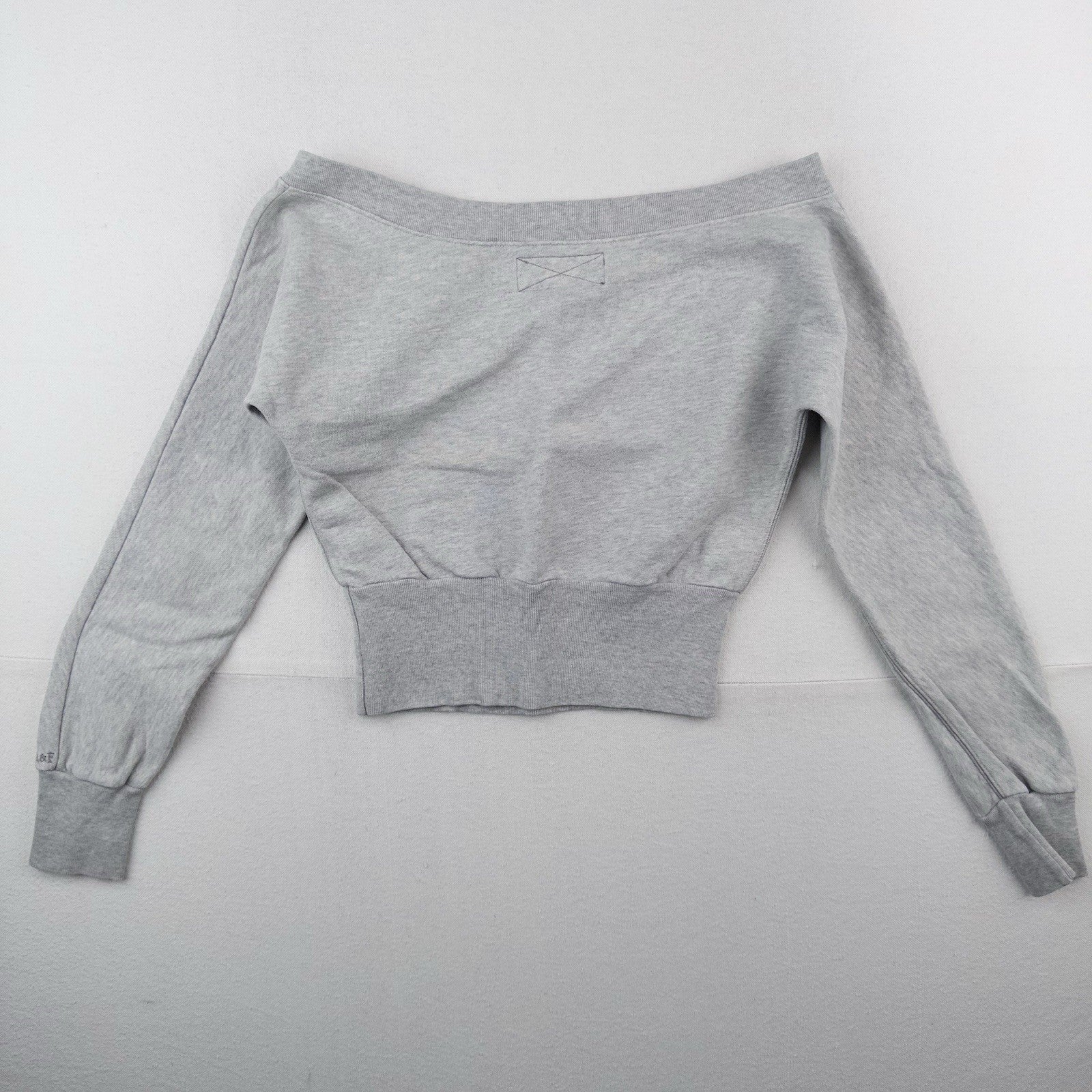 90’s Vtg Abercrombie & Fitch Women’s S Gray Off Shoulder Sweatshirt Flock Print