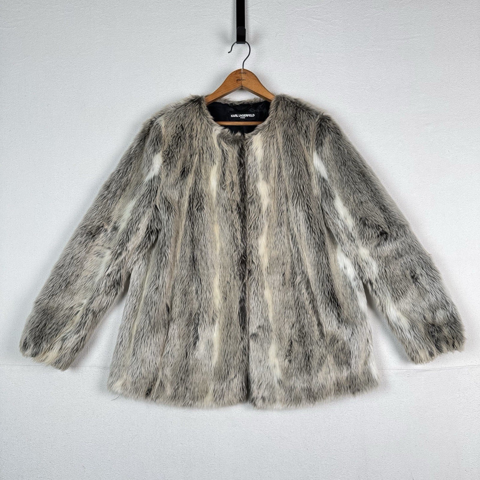 Karl Lagerfeld Faux Fox Fur Women’s Jacket Size Large