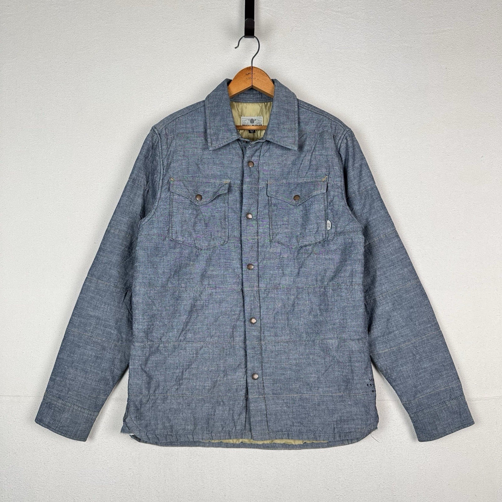 Vans Men’s Medium Denim Puffer Quilted Insulated Jacket Overshirt *Read