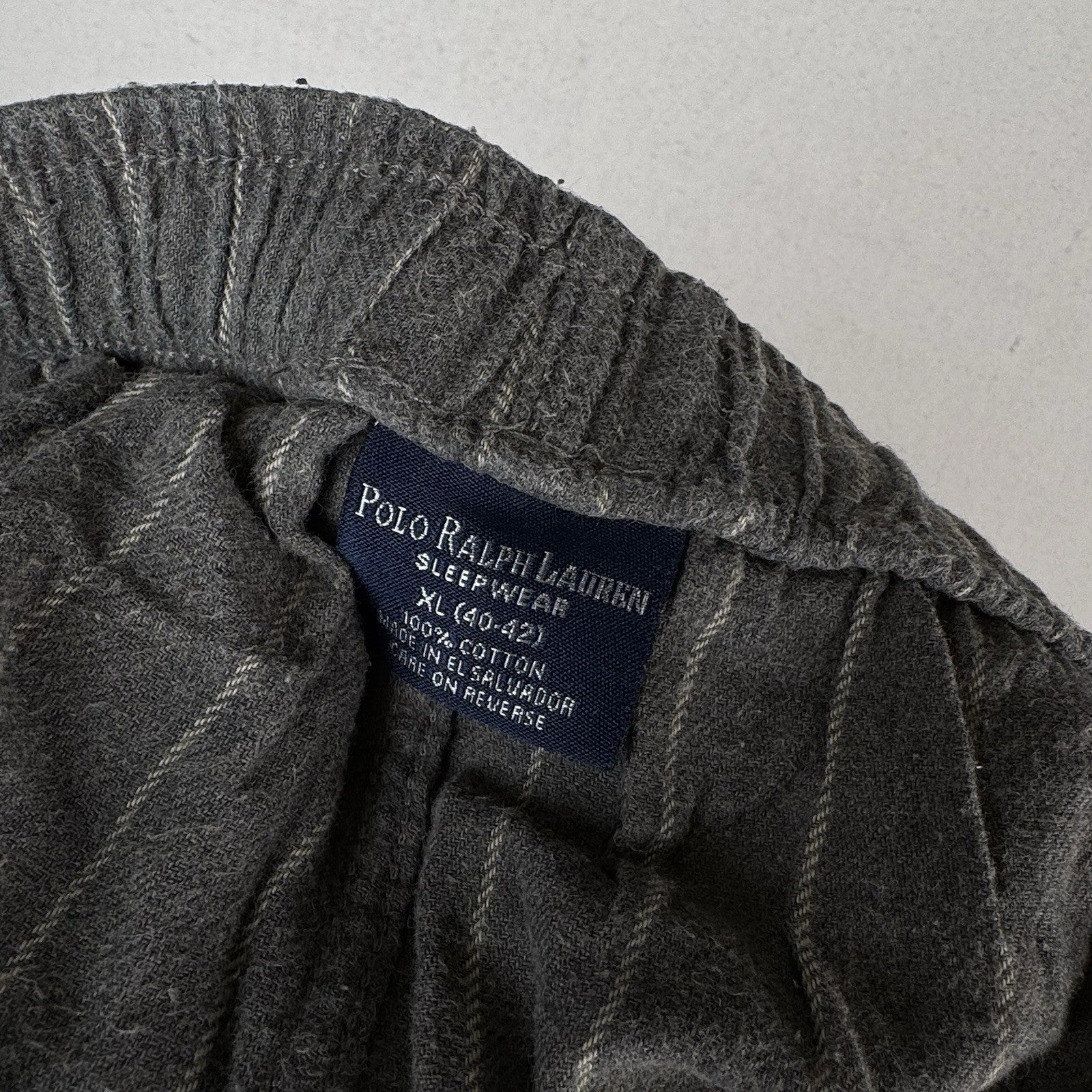 Polo Ralph Lauren Men Pajama Pants 100% Brushed Cotton Grey Pinstripe XL (40-42)