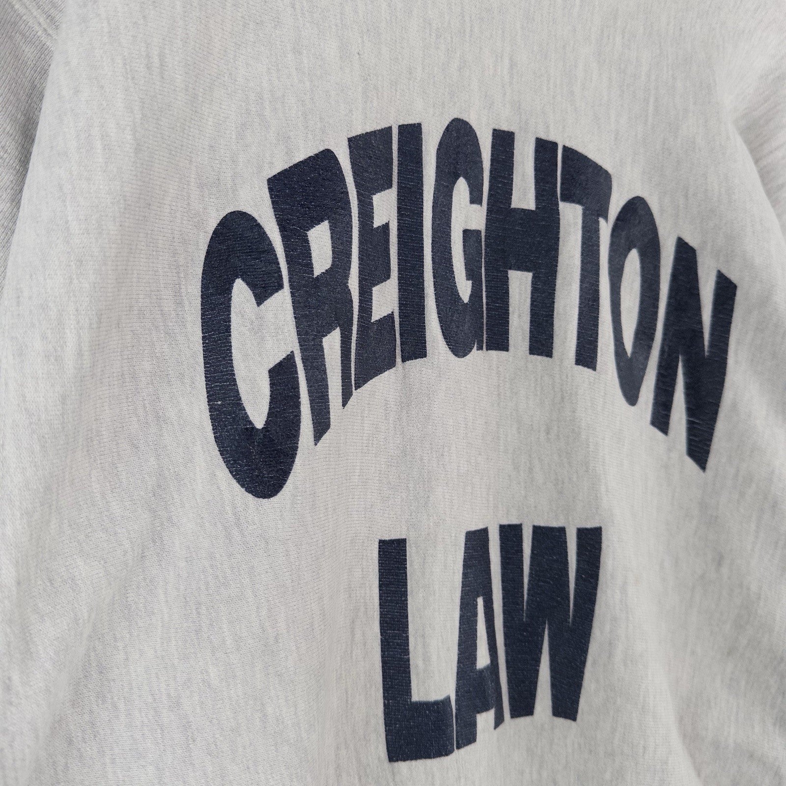 80’s Vtg Champion Creighton Law Reverse Weave Crew Sweatshirt 2XL Gray Made USA
