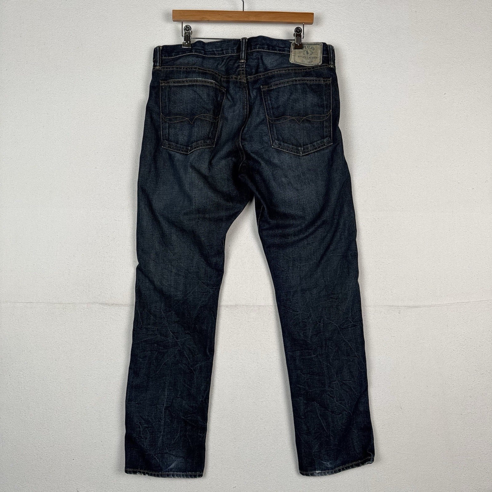 Polo Ralph Lauren 018 Jeans Mens 36x30 Slim Straight Dark Rinse Denim