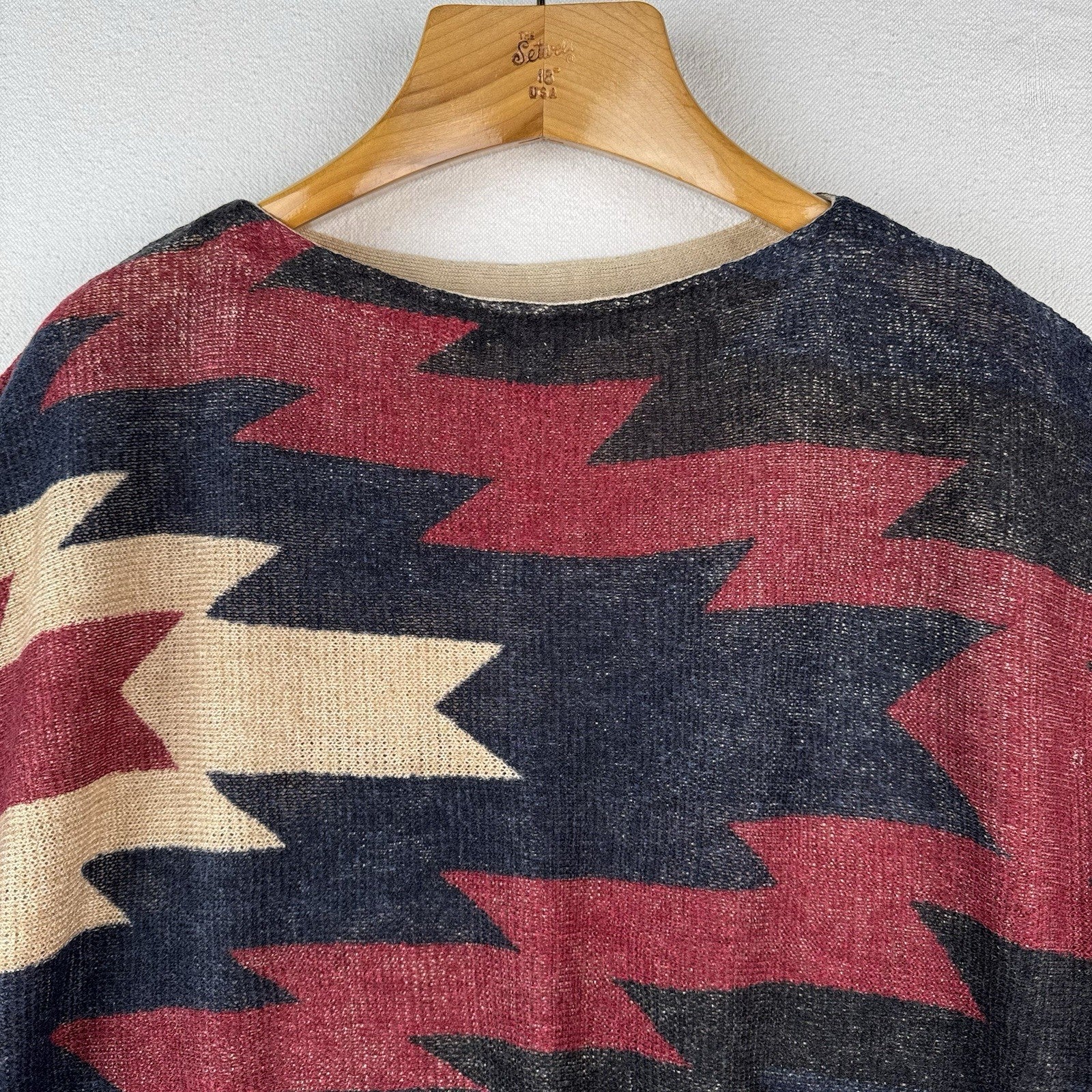 Ralph Lauren Linen Aztec Southwestern Women’s M Boat Neck Dolman Sleeve Sweater