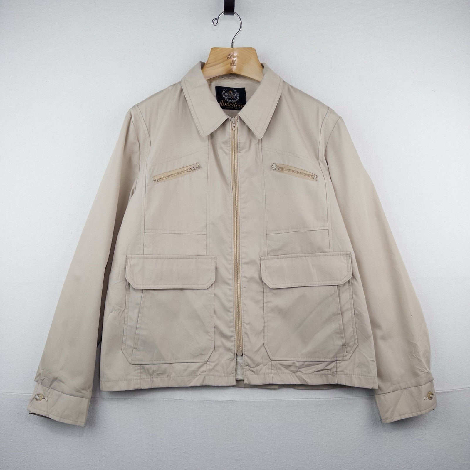 80’s Vtg Aberdeen Men’s M Tan Lightweight Field Jacket Full Zip Pockets