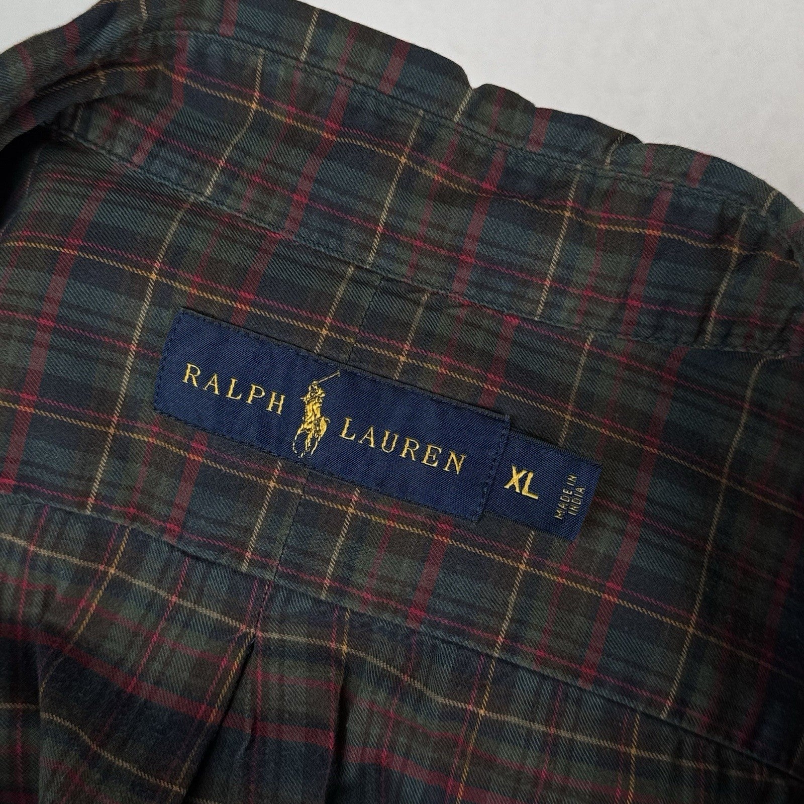 Polo Ralph Lauren Plaid Oxford Button Shirt Men's XL Hunter Green Blue Red