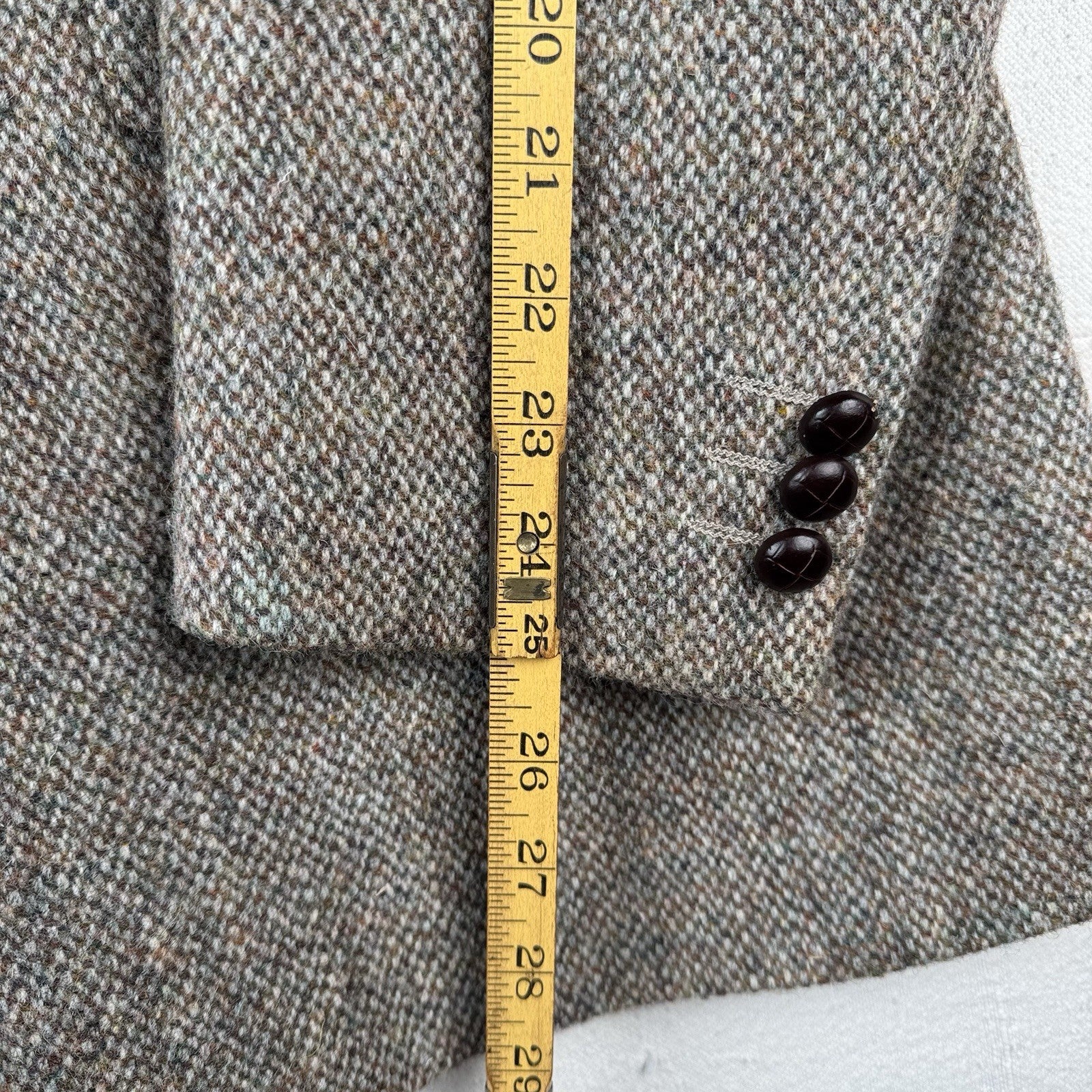 Harris Tweed Sport Coat 46R Brown Green 100% Wool Jacket Blazer
