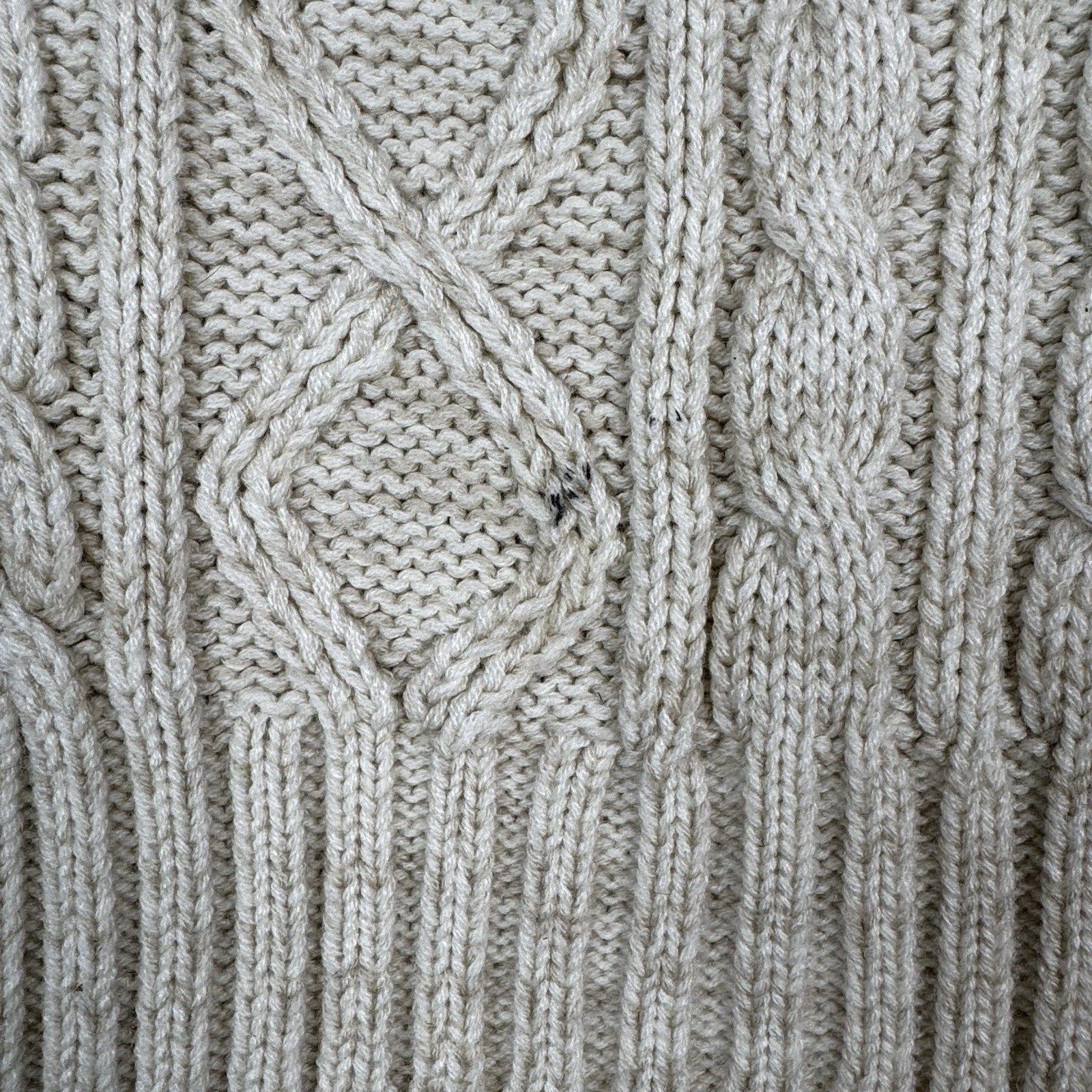 Vintage Thane Men’s Fisherman Cable Knit Cardigan Sweater Acrylic Cream Medium