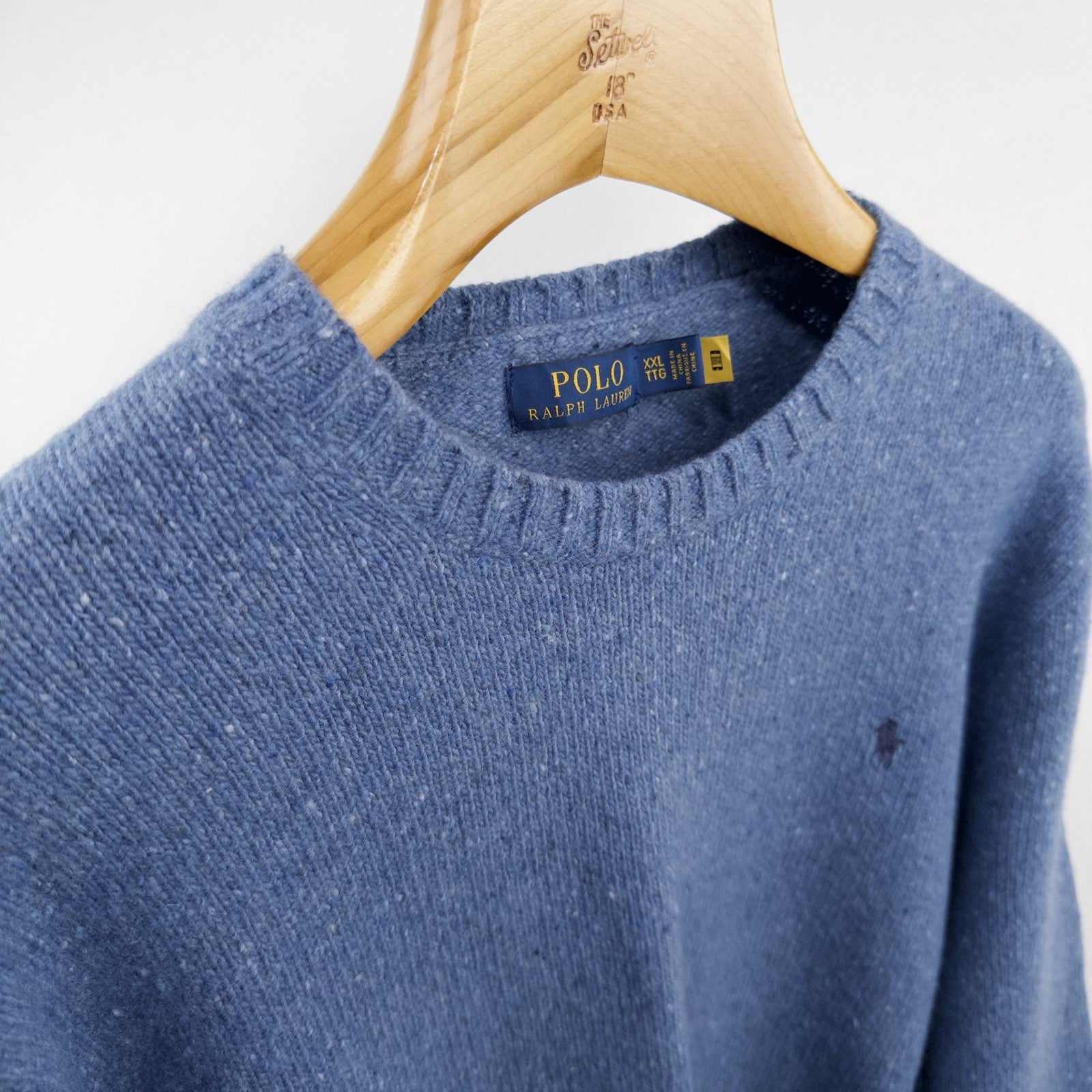 Polo Ralph Lauren Men’s Large Blue Speckled Wool Blend Crew Neck Sweater