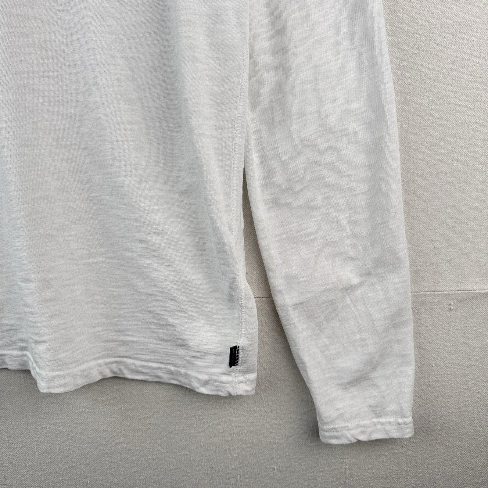 Lucky Brand Men’s Large Cotton Slub Henley Snap Button White Long Sleeve Shirt