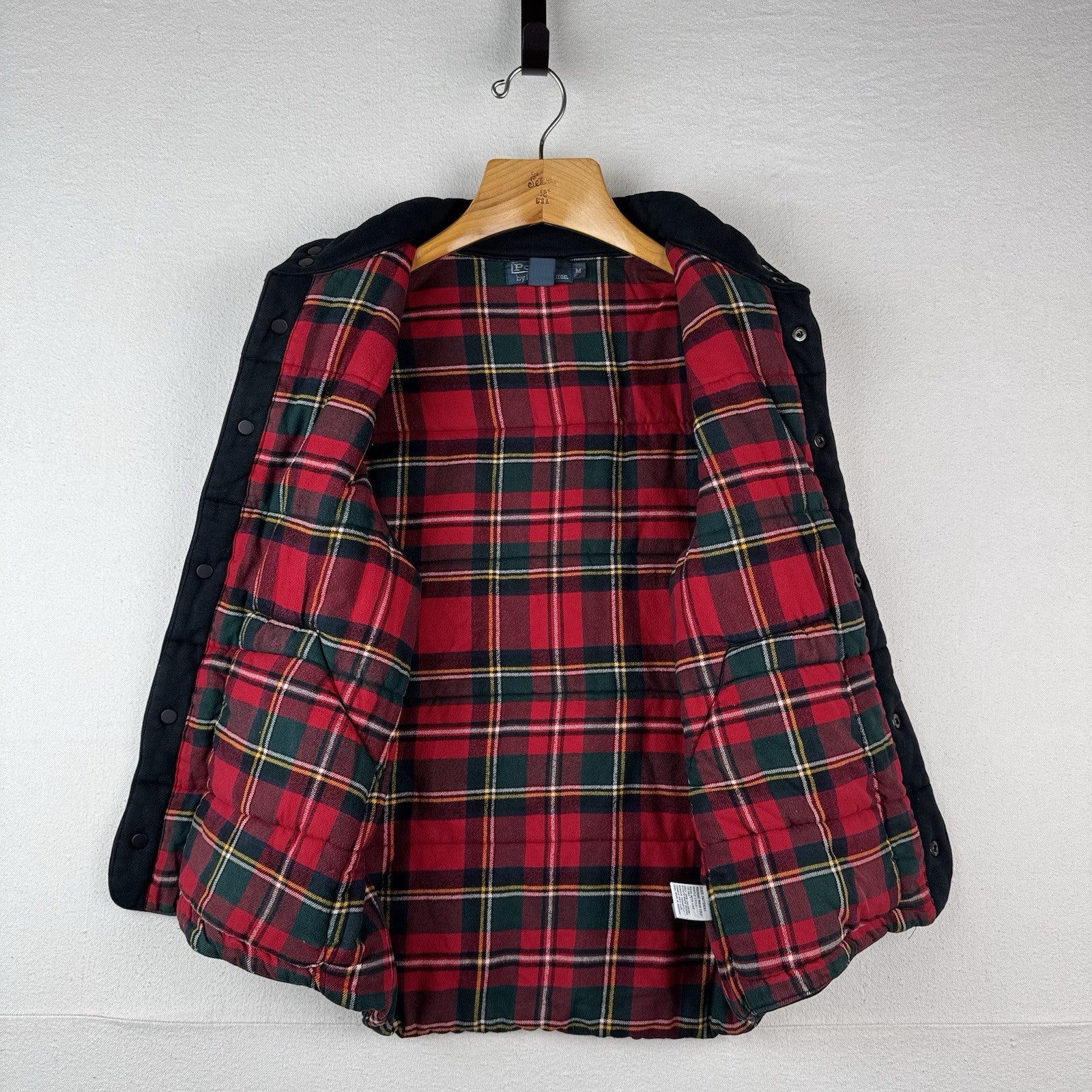 Vtg Polo Ralph Lauren Men M Black Quilted Puffer Vest Flannel Lining *Distressed