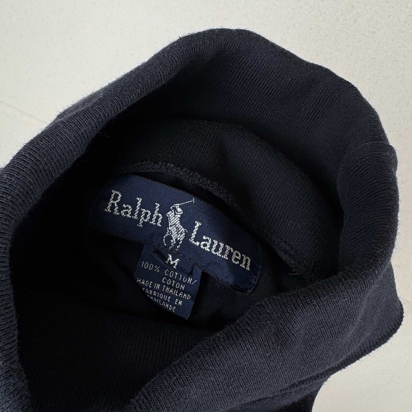 Vintage 80’s Ralph Lauren Men’s Turtleneck Blue Small Pony Logo Roll-Neck