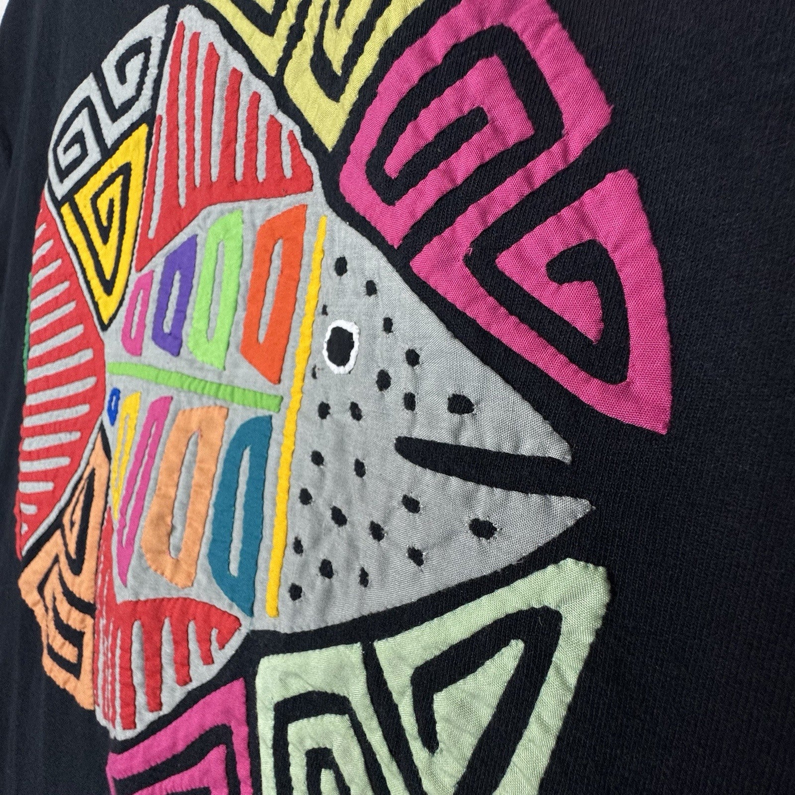 Vintage Sed’s Crafts Princess Cruises Molas Panama Handmade Colorful Tshirt Sz L