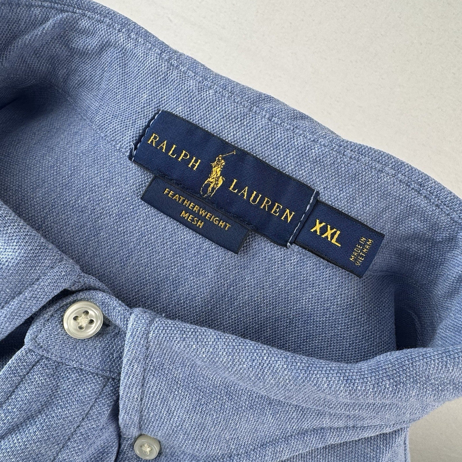 Polo Ralph Lauren Shirt Men’s 2XL Blue Featherweight Mesh Long Sleeve Button Up
