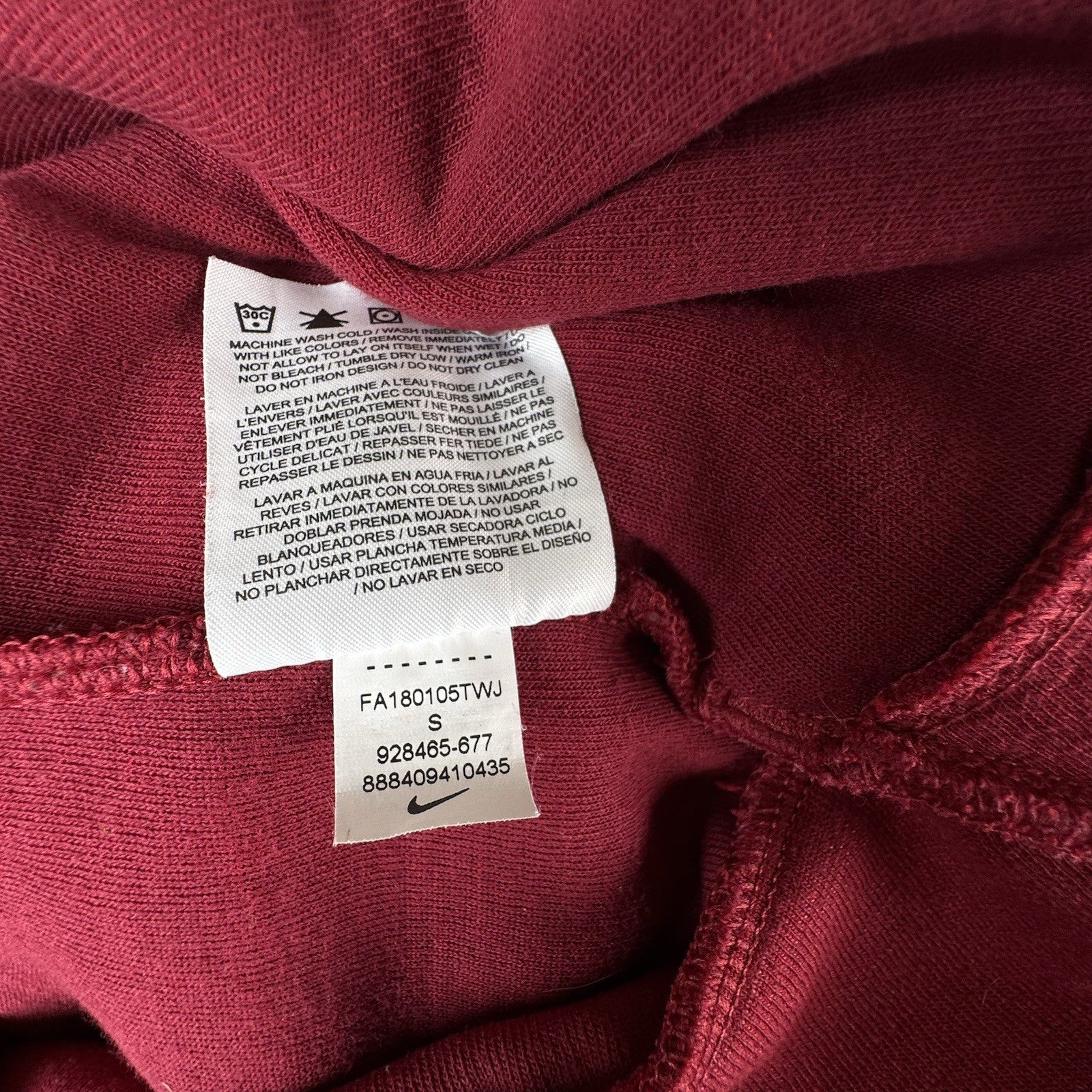 Nike Sportswear Optic Crew Pullover Sweatshirt Men’s Small Red 928465-677 Pocket