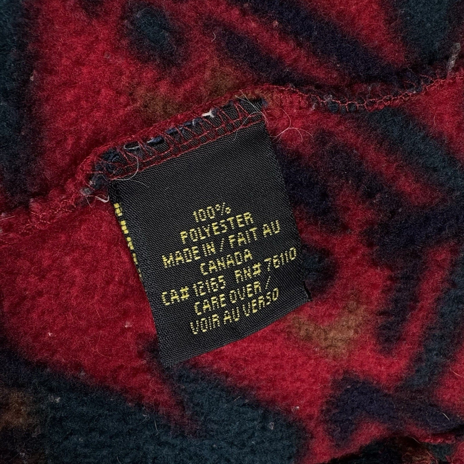 Vintage 90s Southwestern Blanket Fleece Hoodie Full Zip Men’s M Red Blue Baggy