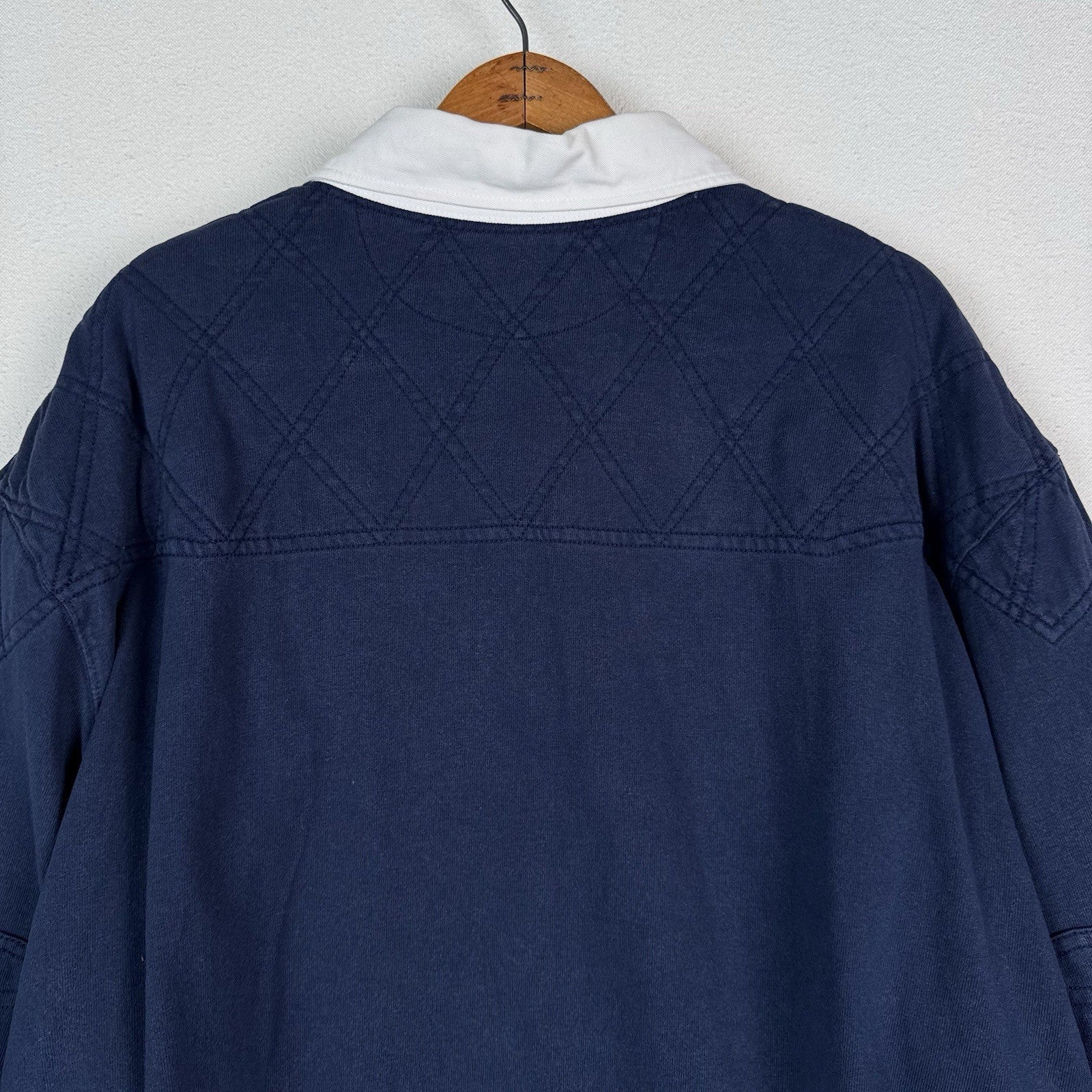 Polo Ralph Lauren Rugby Shirt 4XLB 4XL Big Blue Quilted Shoulder Elbow Patch