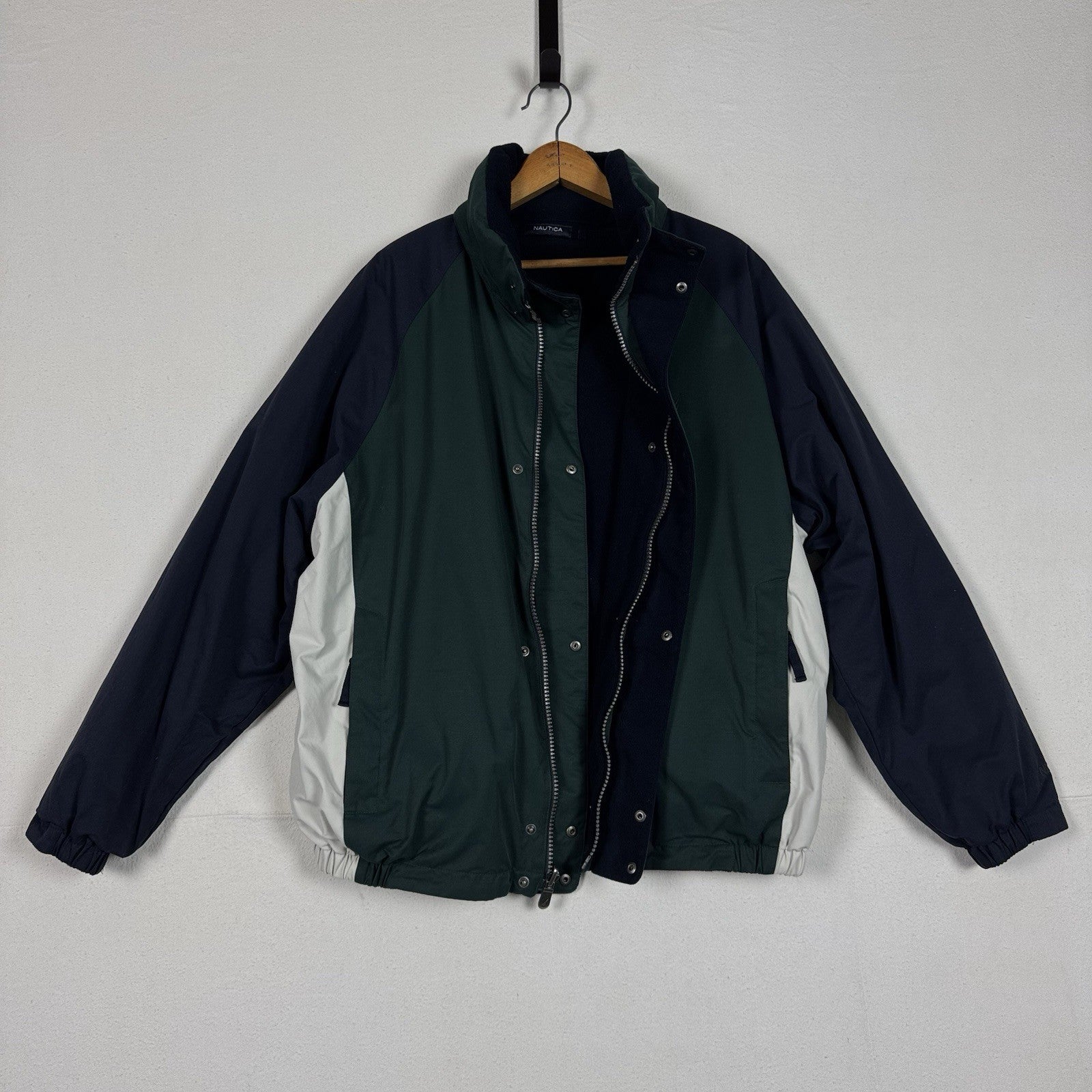 Nautica Reversible Jacket Mens XL NX2000 Fleece Insulated Full Zip Nylon Y2K