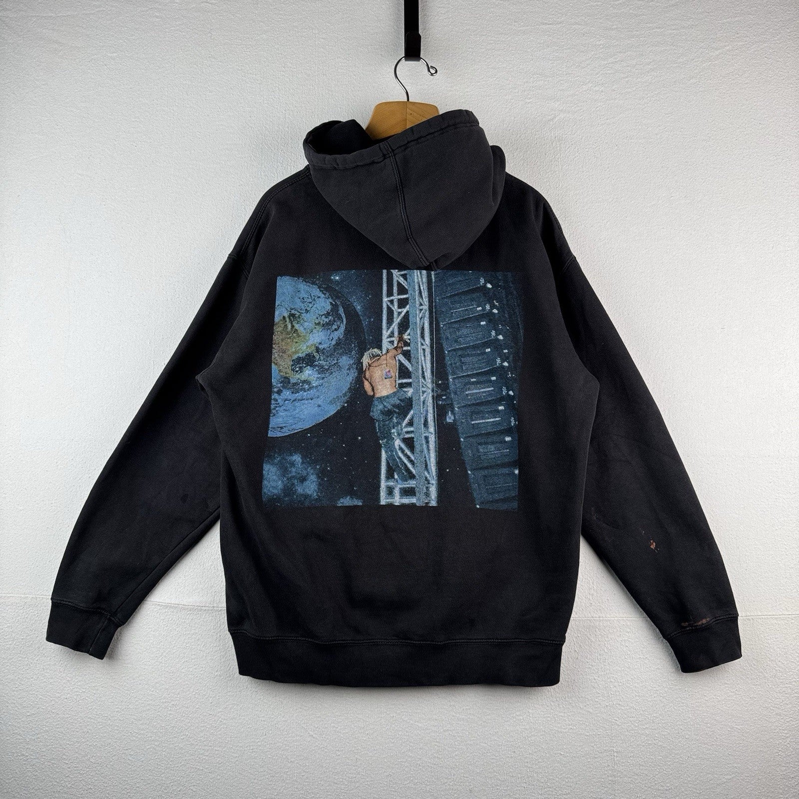 XXXTENTACION Going Down Black Hoodie Tour Concert XL Embroidered *Distressed