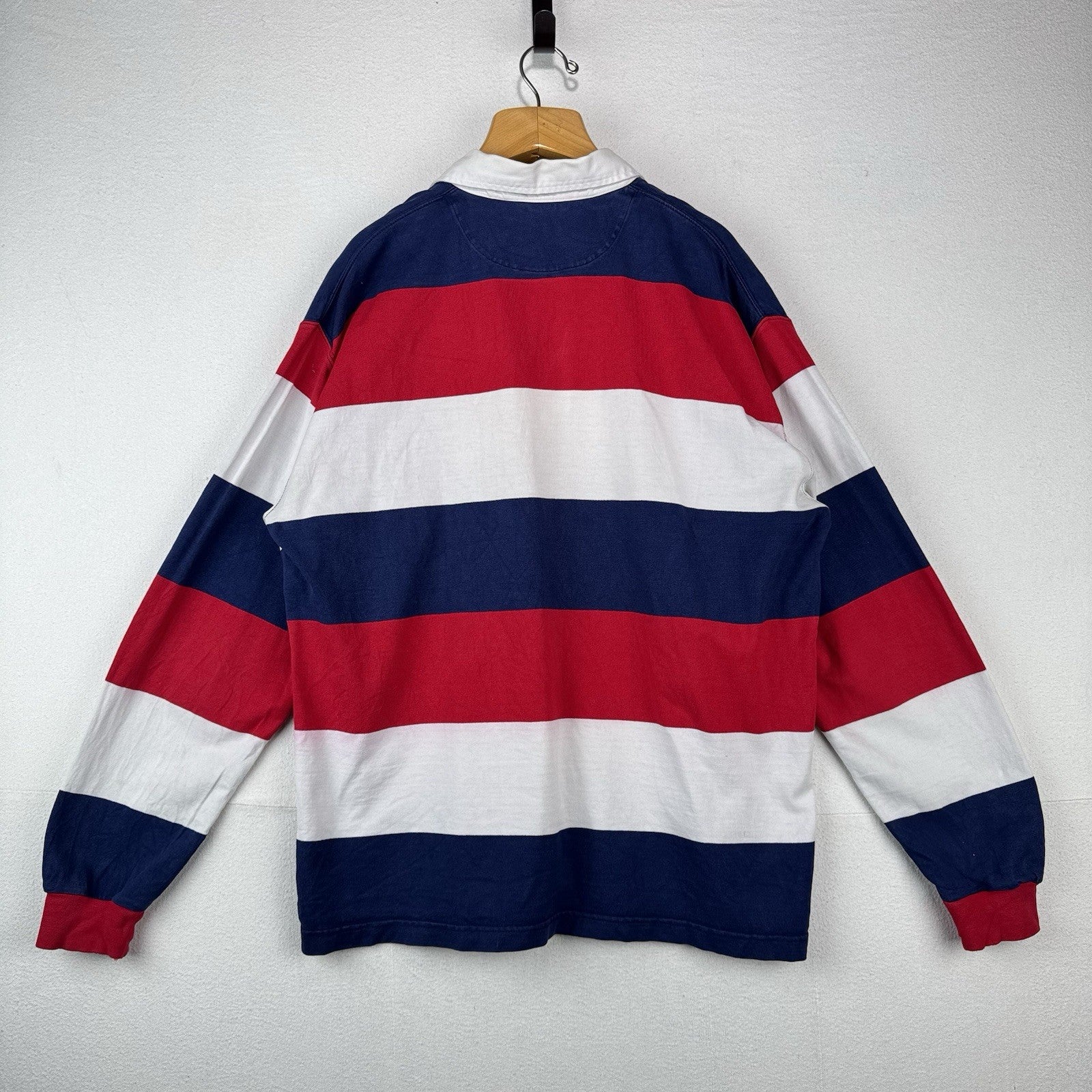 90’s Vtg Lands End USA Rugby Football Union Stripe Shirt Mens XL Made USA *Read