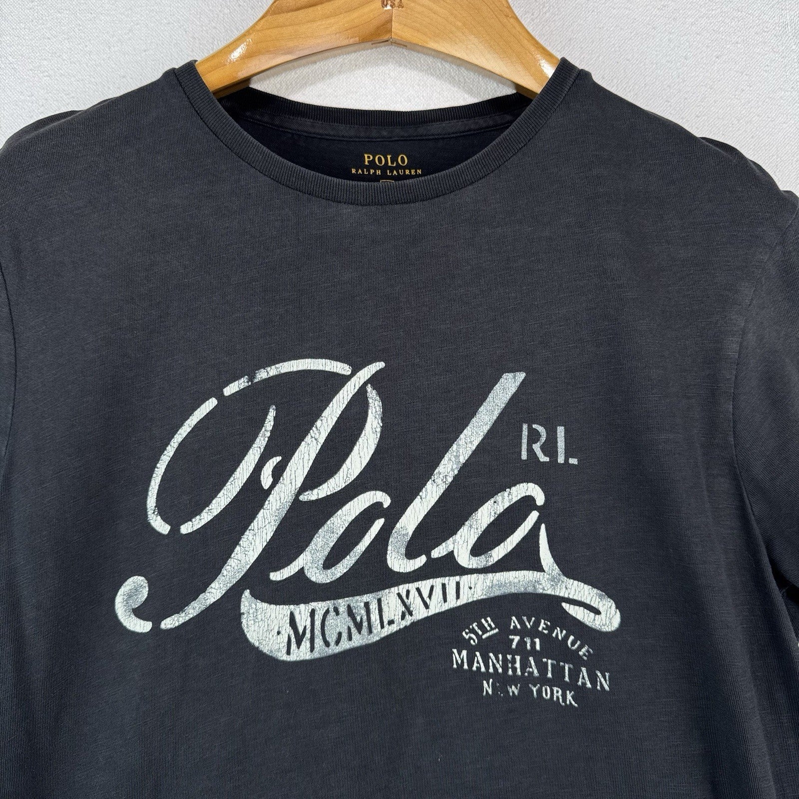 Polo Ralph Lauren Mens M Quality Goods T-Shirt Black RL 5th Avenue Custom Fit