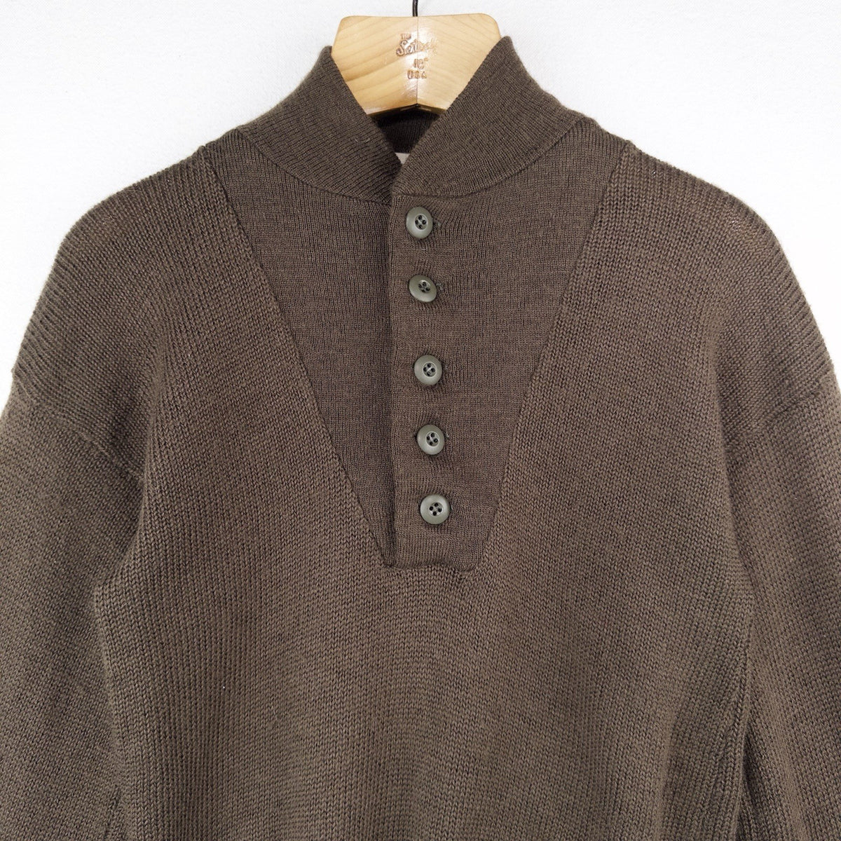 80’s Vtg US Army Military Wool Sweater OD 3721 Men’s M (38-40) Brown Long Sleeve
