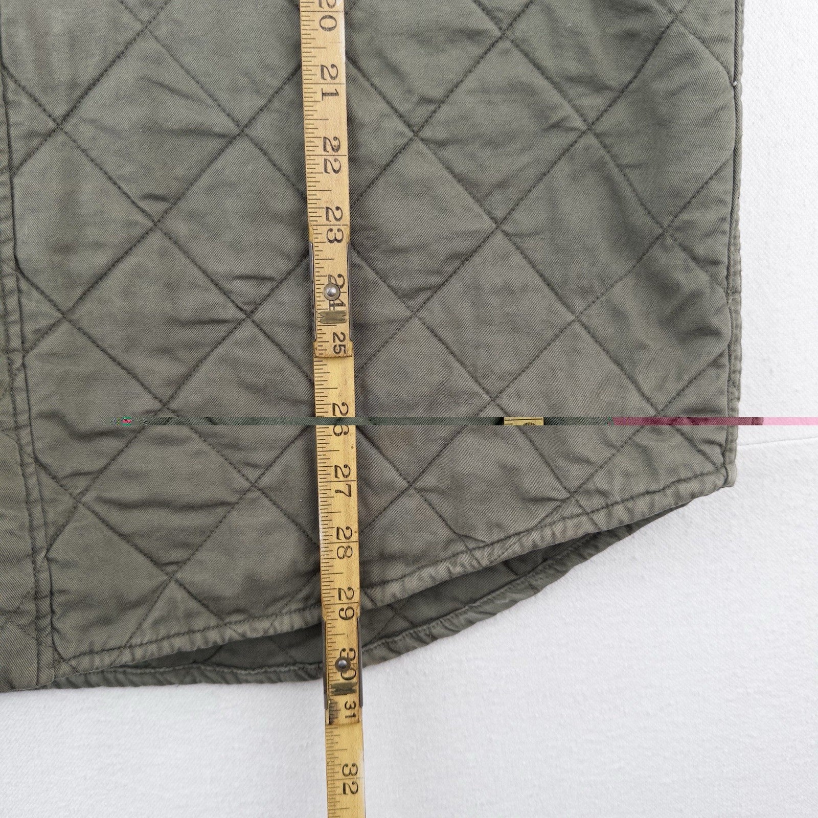 J.Crew Quilted Padded Men’s L Jacket Diamond Weave Green Cotton Insulated *Read