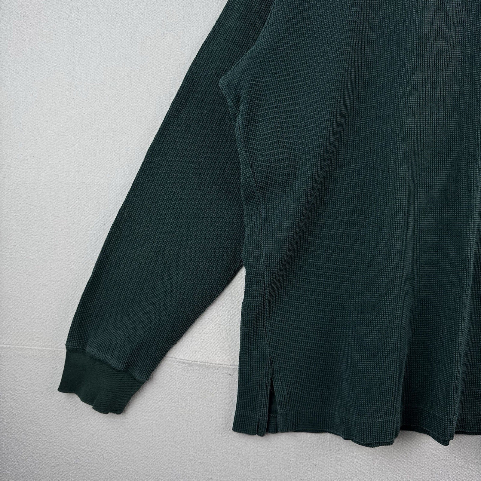 Vtg Polo Sport Ralph Lauren Men’s XL Green Waffle Knit Shirt LS *Distressed