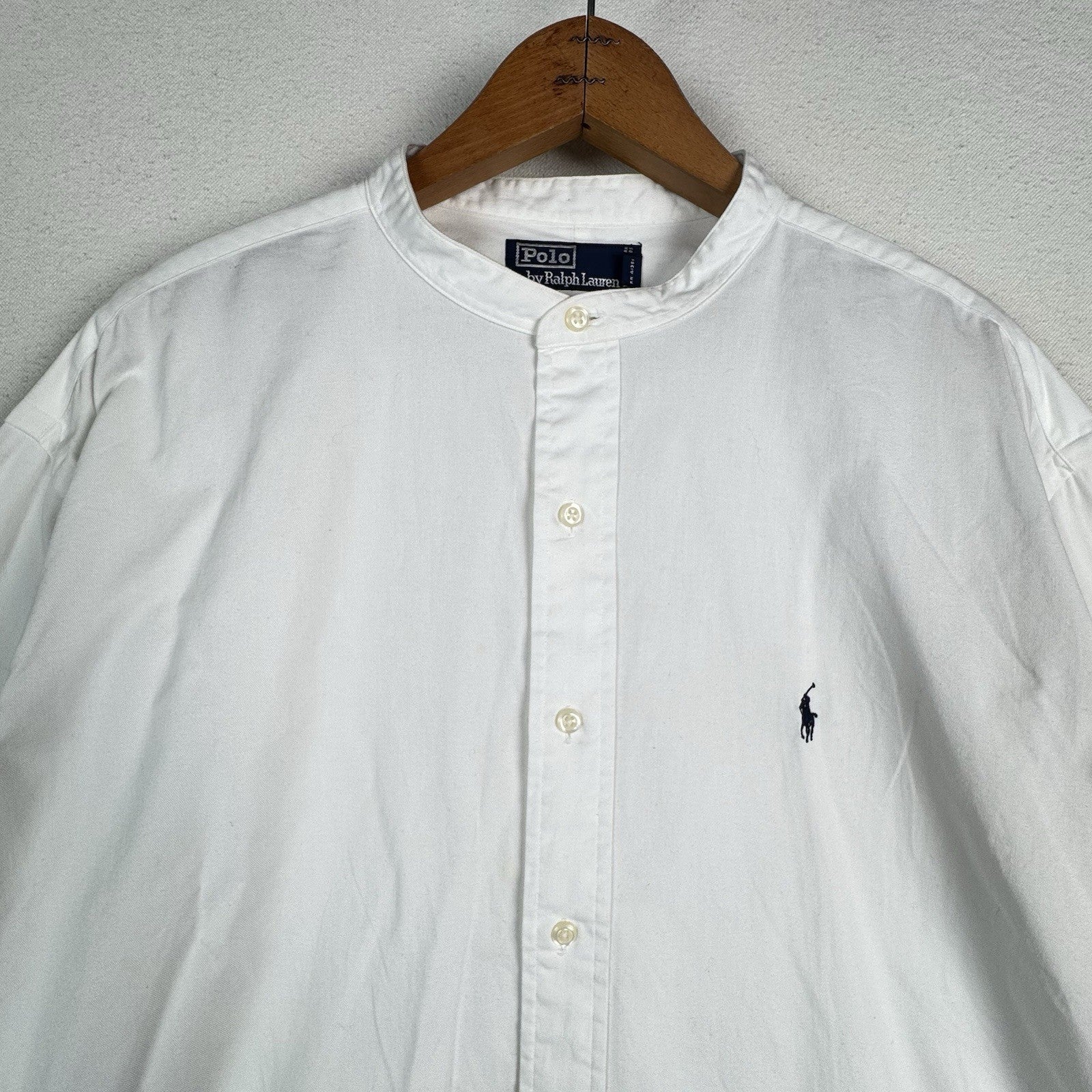 Vtg Polo Ralph Lauren Postboy Shirt Men’s XL White Cotton Band Collar Old Money