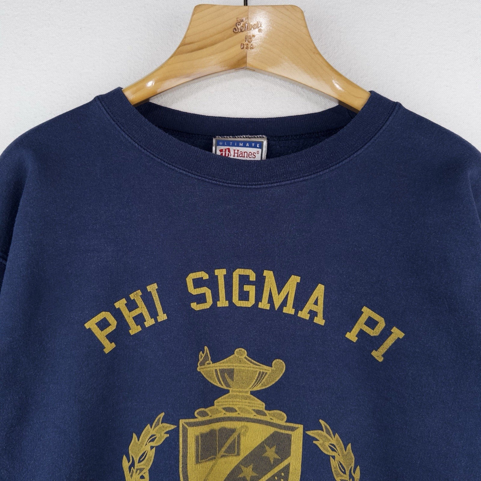 90’s Vtg Phi Sigma Pi Fraternity Sweatshirt Crewneck Men’s Small Navy Blue