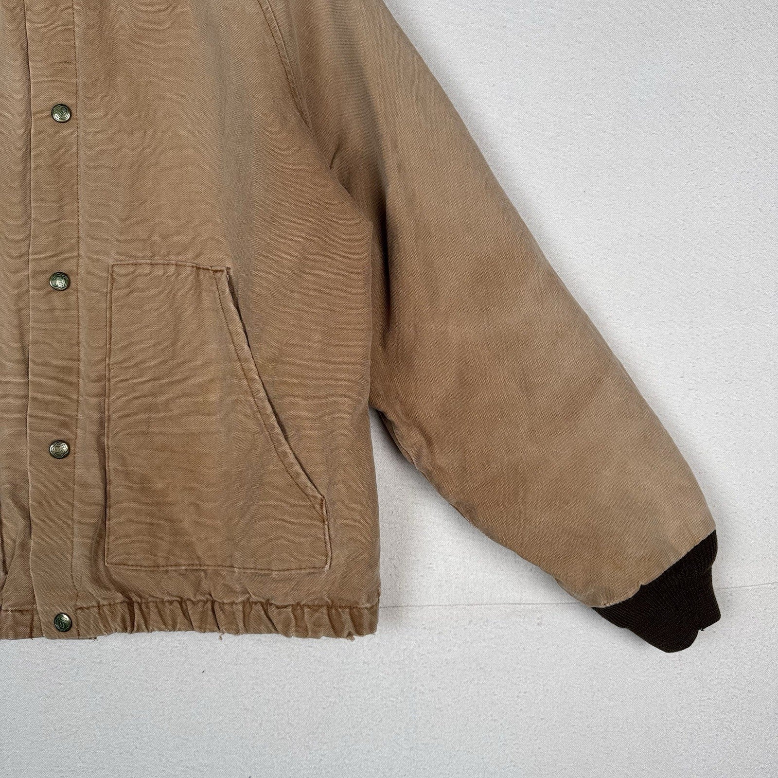 Vintage Liberty Rugged Outdoor Mens M/L Canvas Work Jacket Coat Tan *Distressed