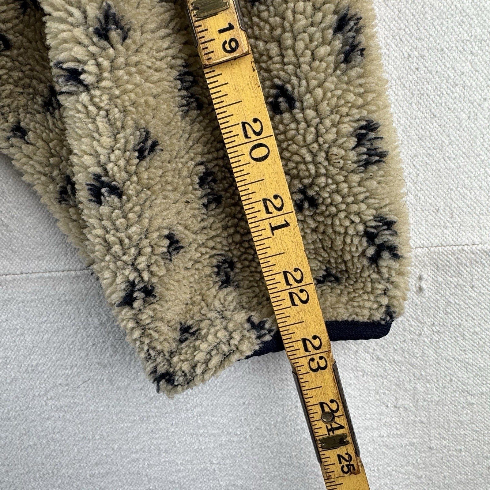 80's Vtg L.L. Bean Tan Beige Birdseye Fleece Sherpa Jacket Size M Deep Pile Boxy