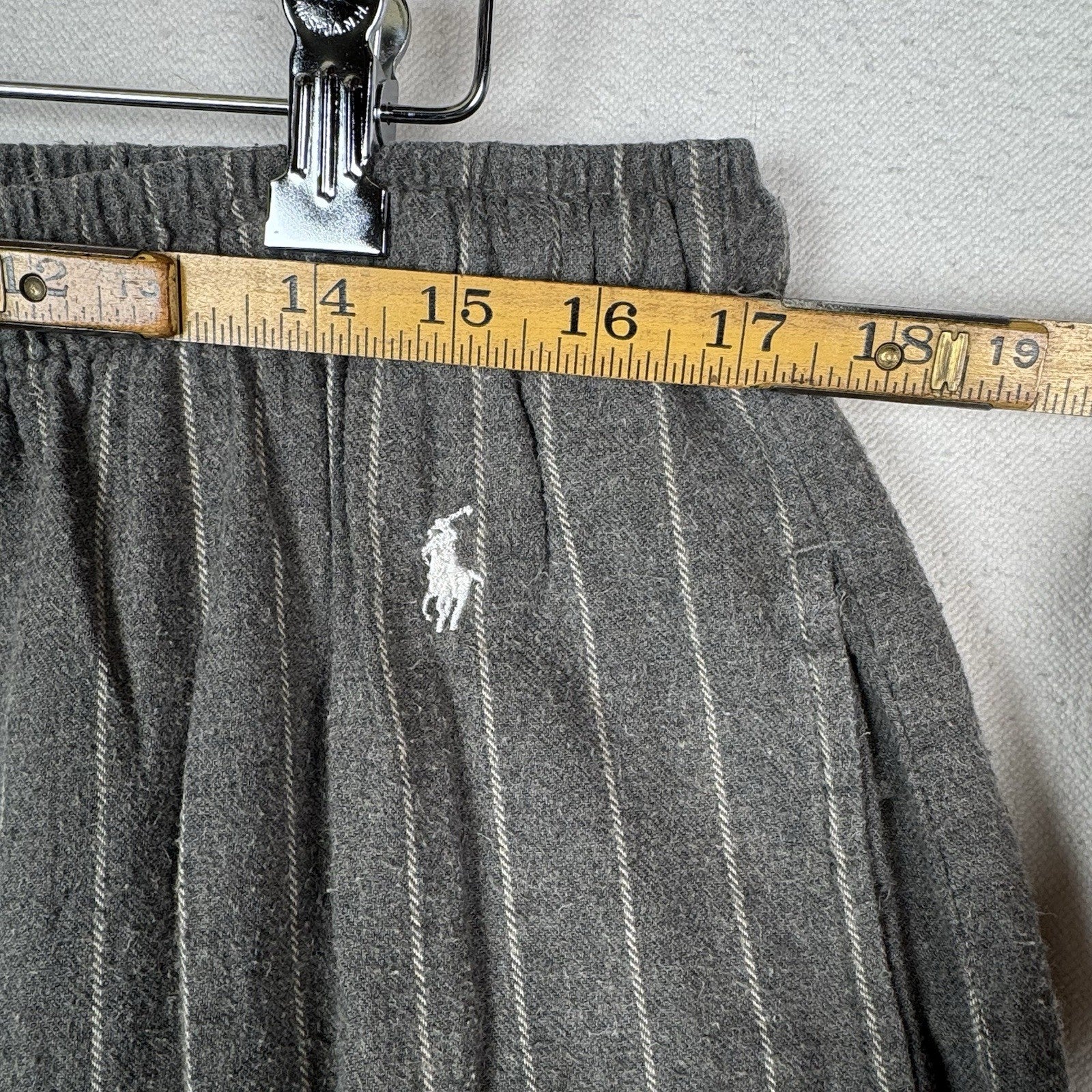 Polo Ralph Lauren Men Pajama Pants 100% Brushed Cotton Grey Pinstripe XL (40-42)