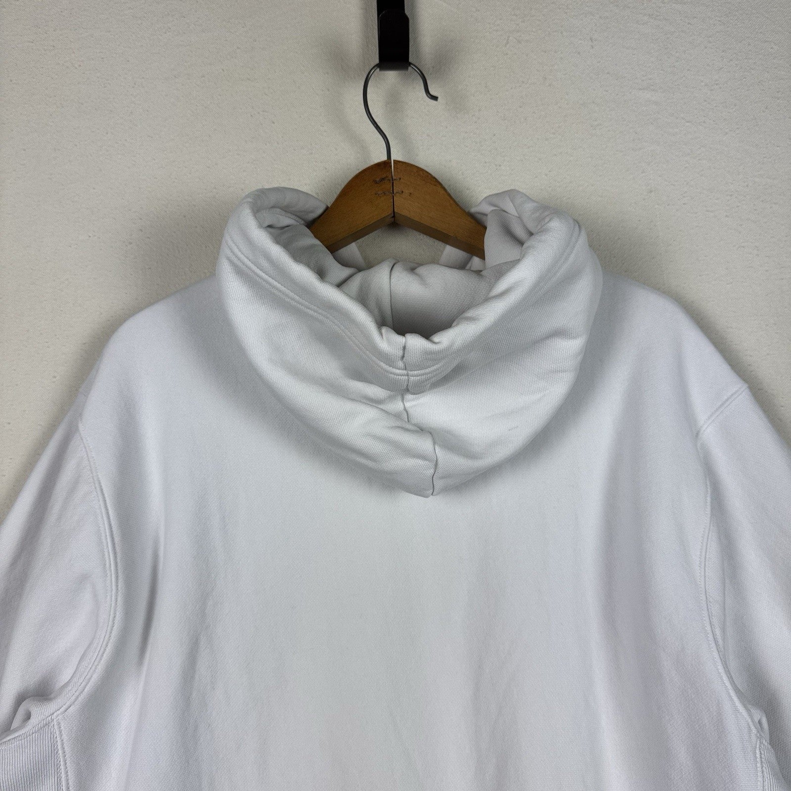 Vintage Champion USA Reverse Weave White RWSS Hoodie Sweatshirt Adult Size L
