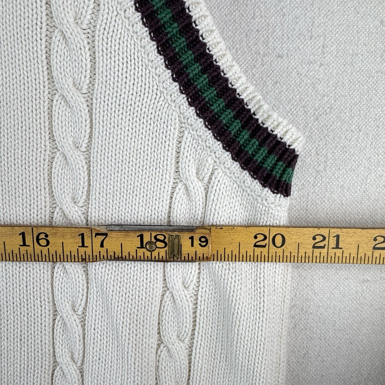 90’s Vtg Chaps by Ralph Lauren Men’s M Cream Cable-knit Cricket Vest Hand Framed