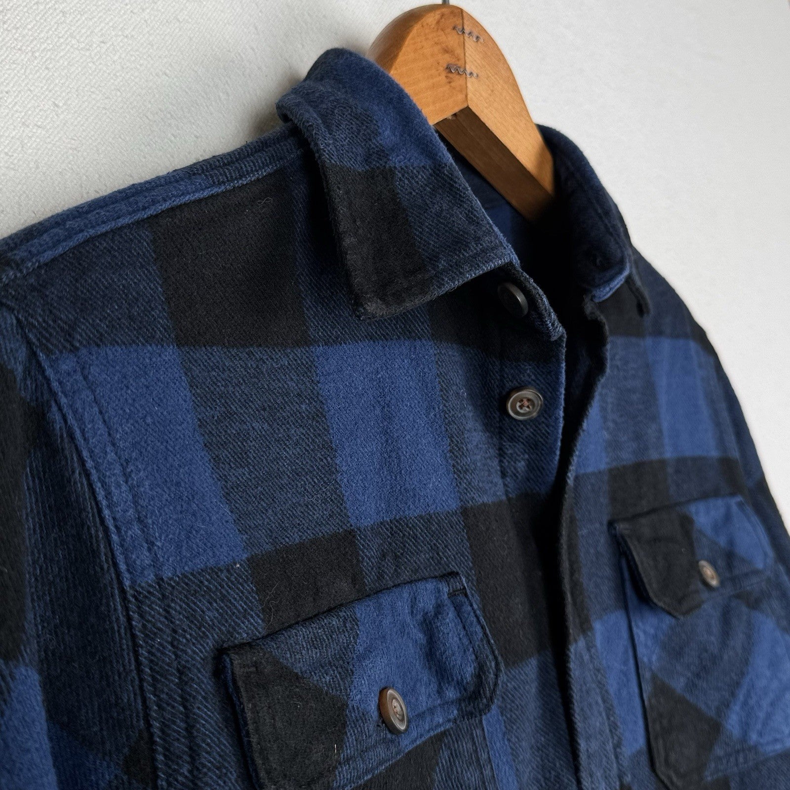 Jachs Men’s Small S Blue Black Heritage Thick Material Flannel Button Up