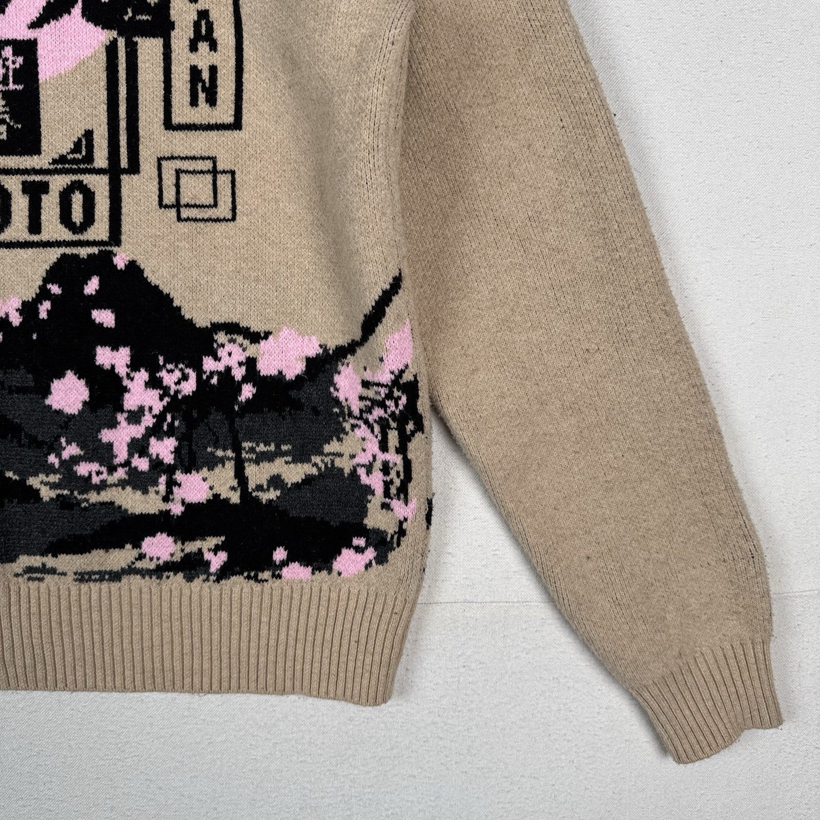 RGSTR Humanity Cherry Blossom Men’s Large Sweater Tokyo Kyoto Japan Osaka Cream