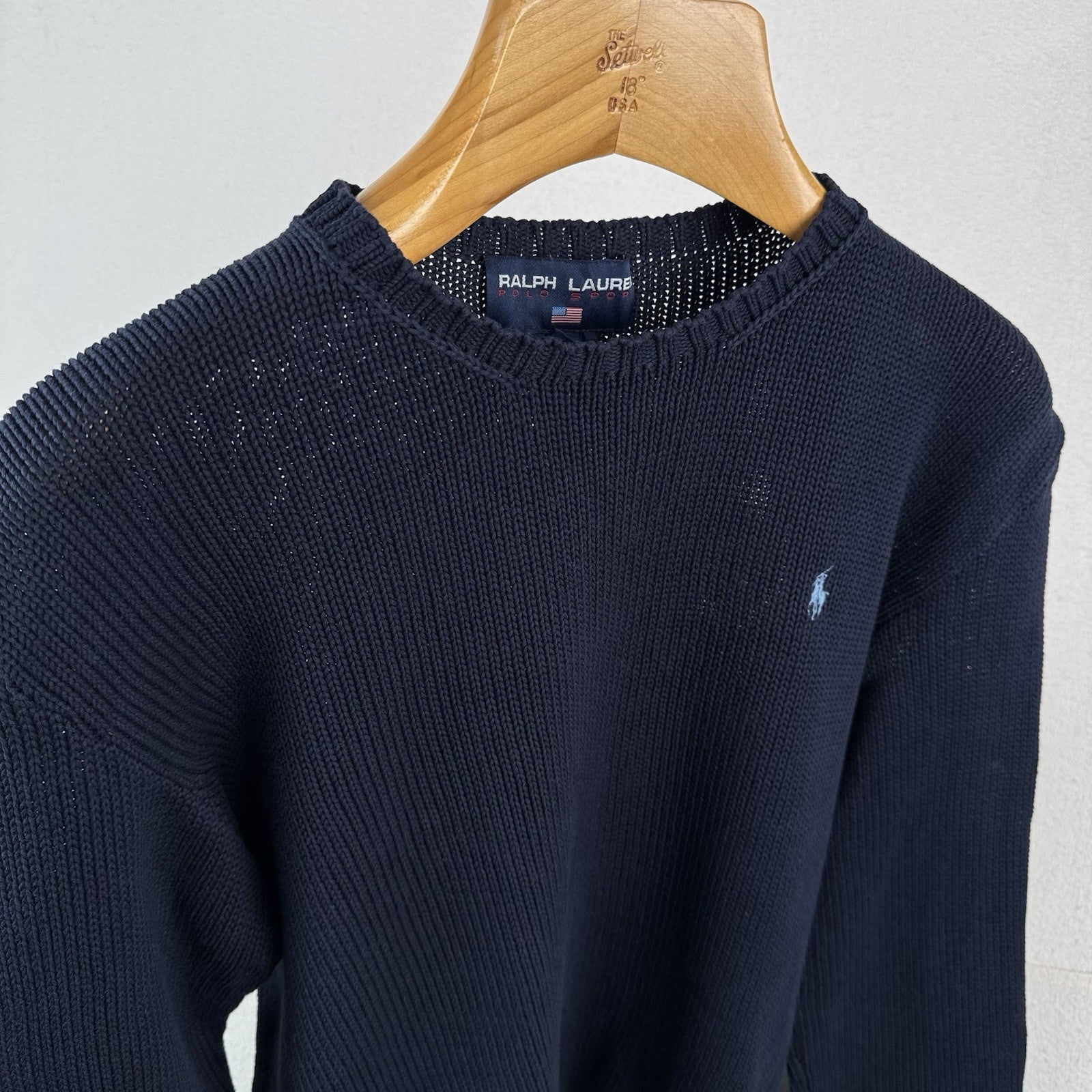 90’s Vintage Polo Sport Ralph Lauren Men’s Large Crewneck Sweater Navy Blue