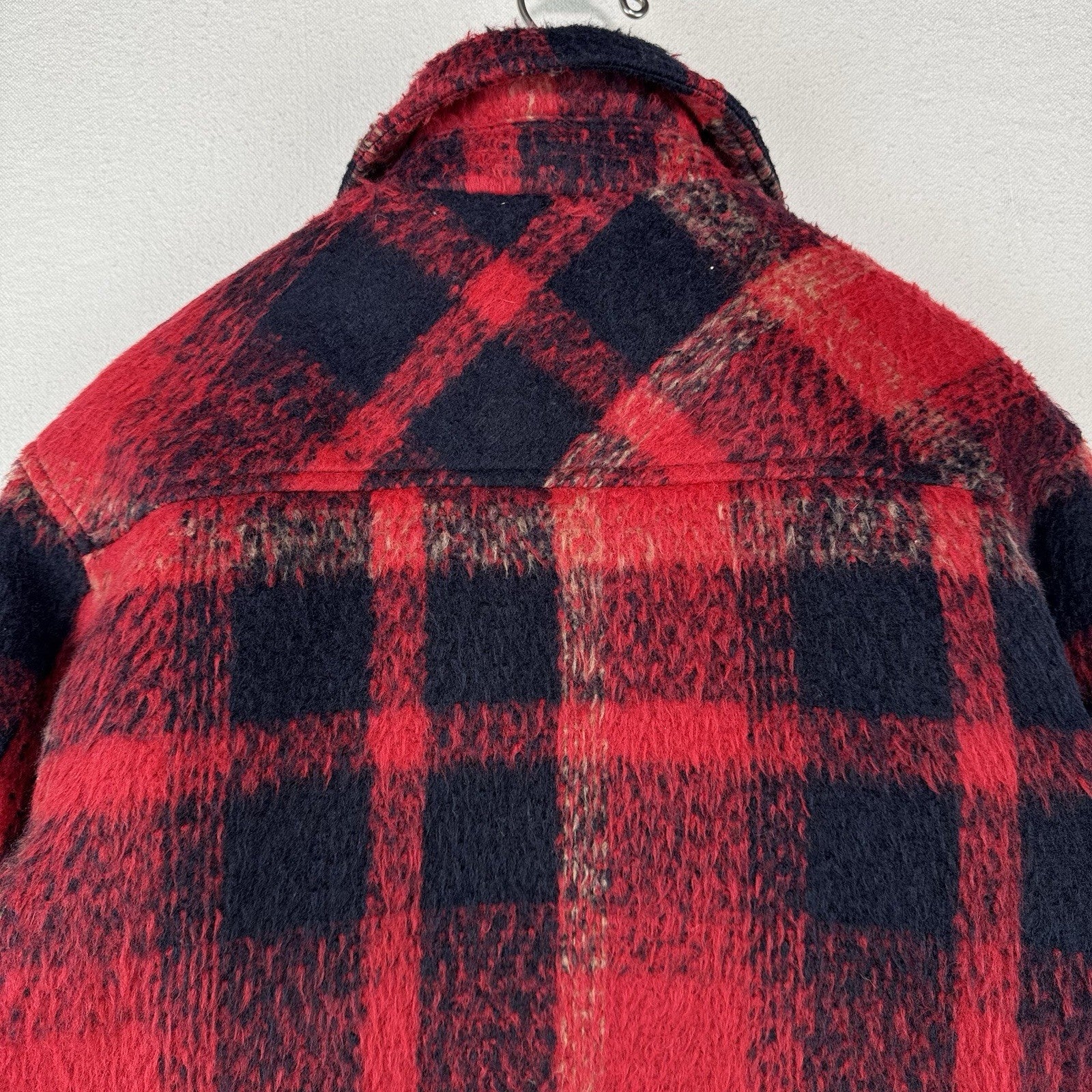 Levi’s Trucker Jacket Buffalo Plaid Zipper Button Wool Blend Red Women’s XS