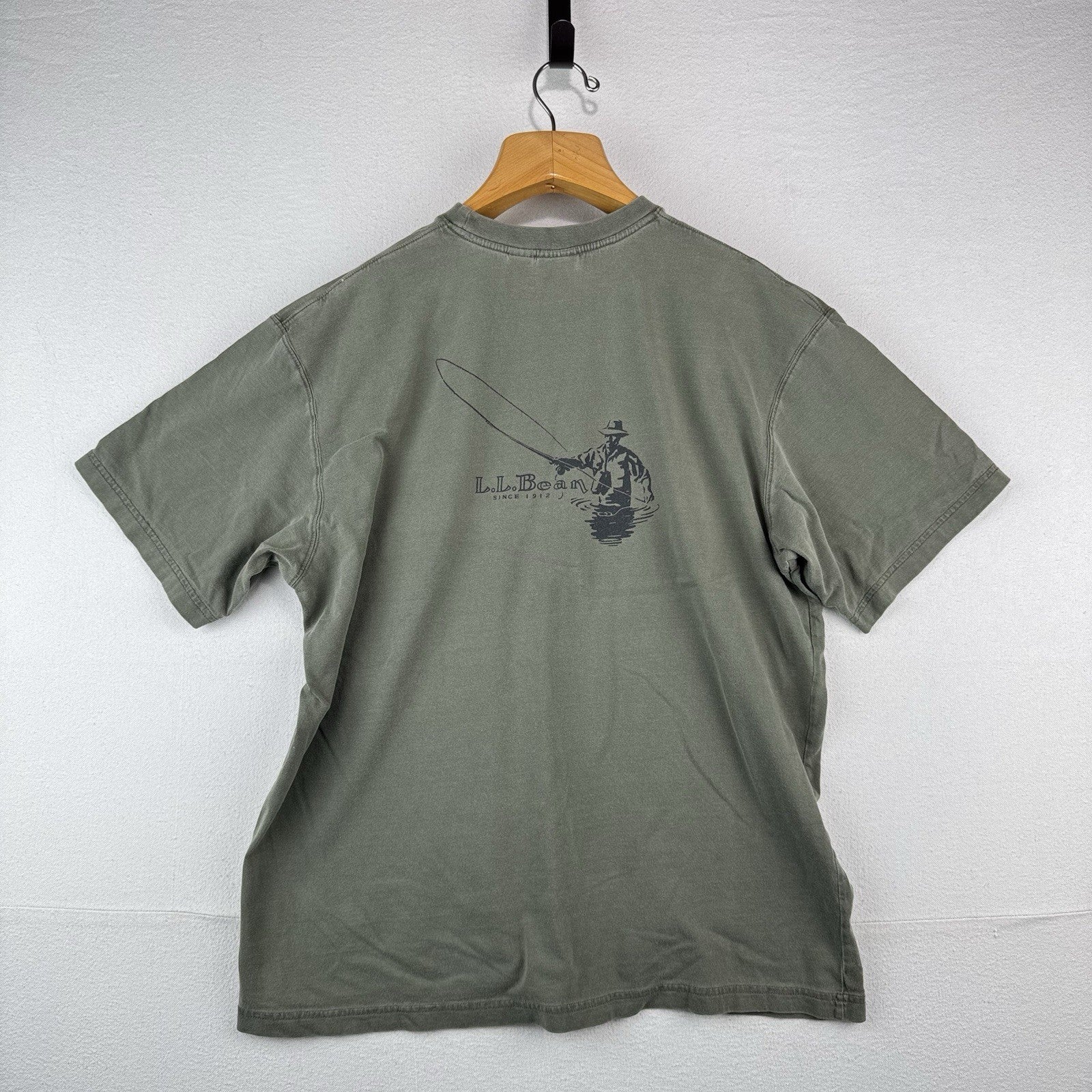 Vintage LL Bean Boxy T-Shirt Fly Fishing Classic Men’s XL Outdoors Green *Faded