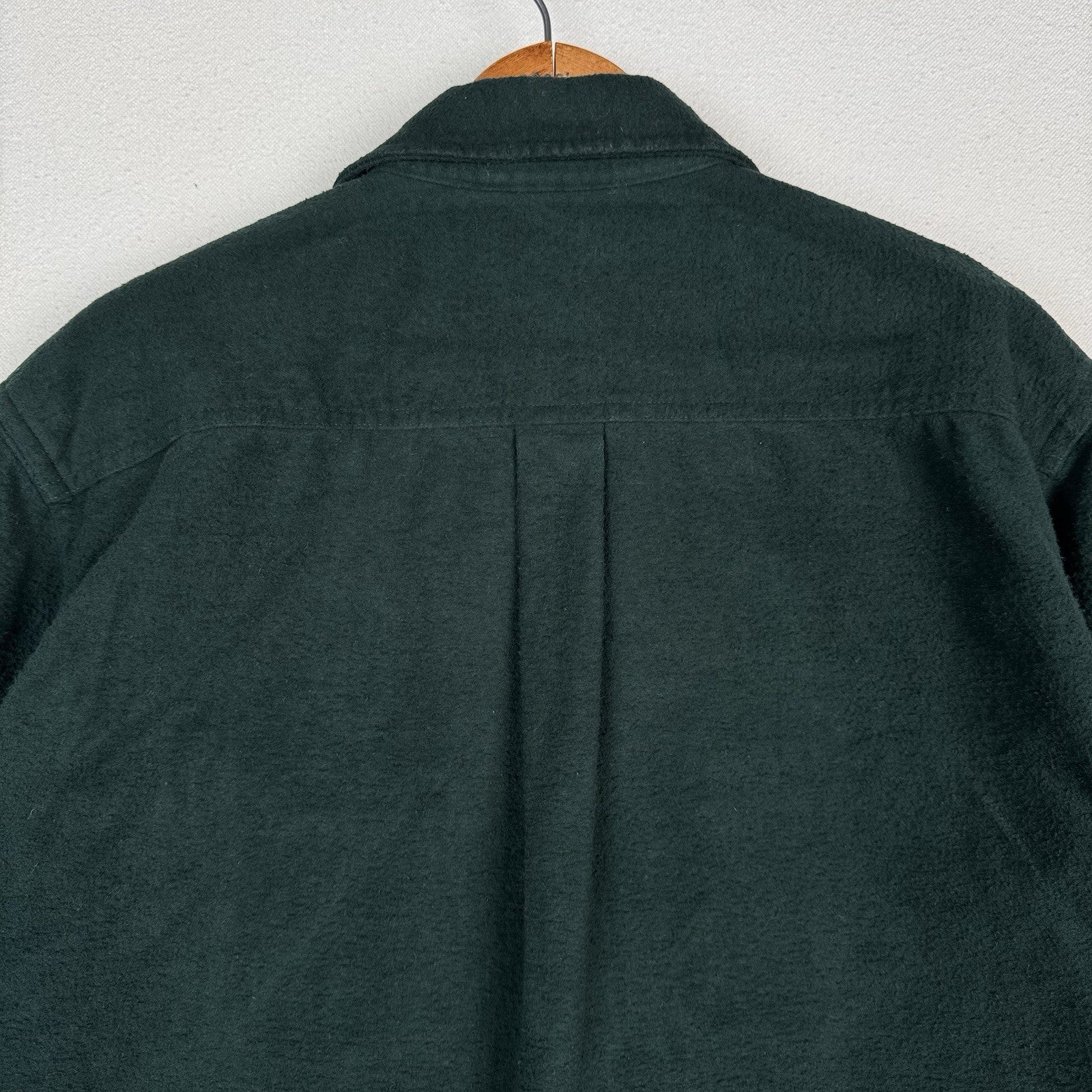 LL Bean Flannel Shirt Mens Green Medium Chamois Button Up Outdoor Heavyweight