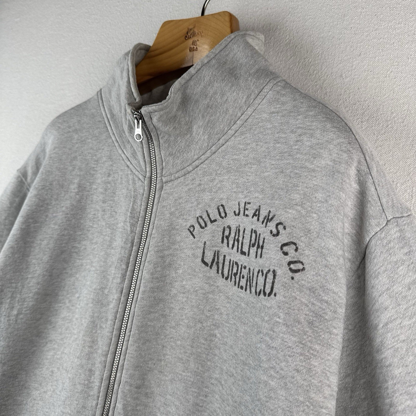 90’s Vtg Polo Jeans Co Ralph Lauren Mens XL Full Zip Gray Sweatshirt Cardigan